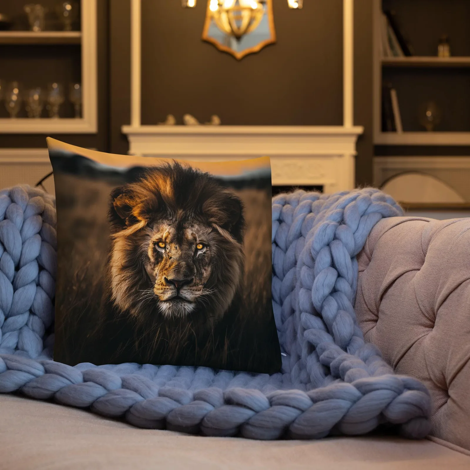 Majestic Lion Throw Pillow: Safari Wildlife Decor Cushion, photo 6