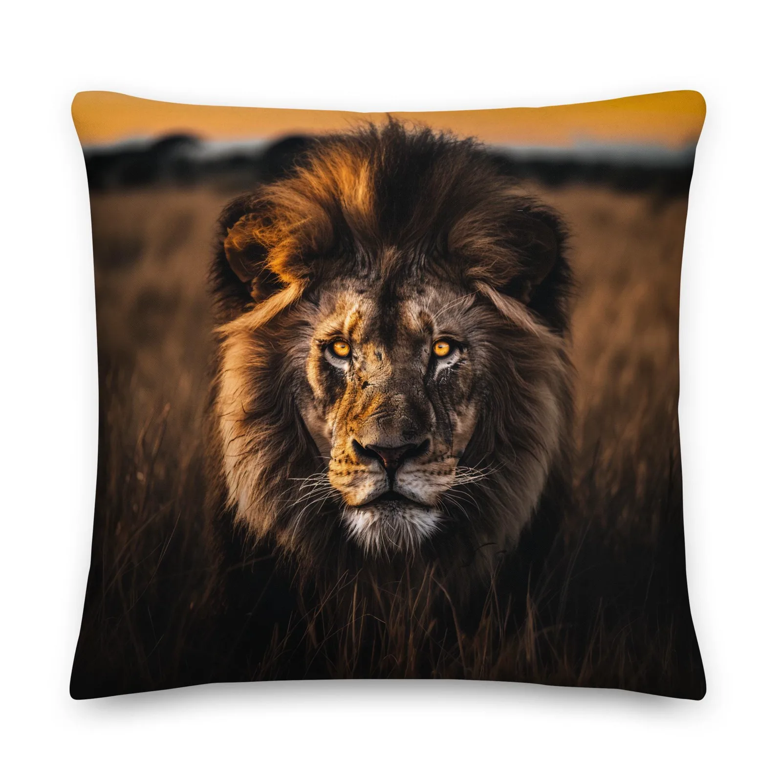 Majestic Lion Throw Pillow: Safari Wildlife Decor Cushion