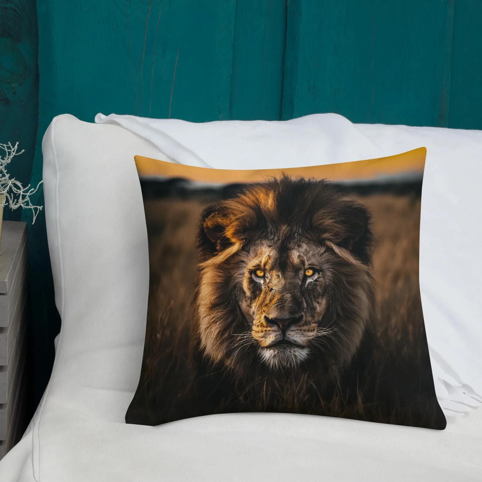 Majestic Lion Throw Pillow: Safari Wildlife Decor Cushion, photo 4