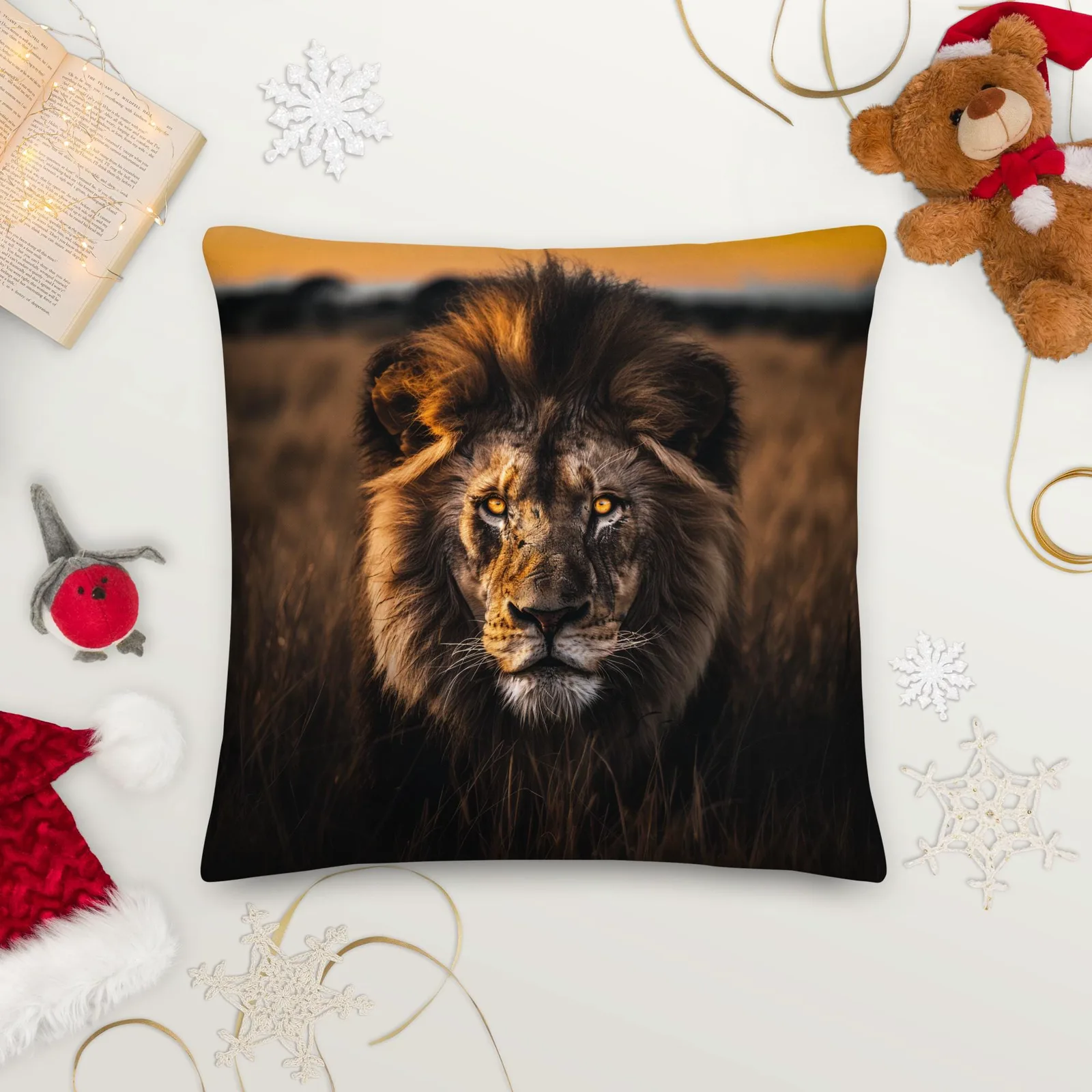Majestic Lion Throw Pillow: Safari Wildlife Decor Cushion, photo 9