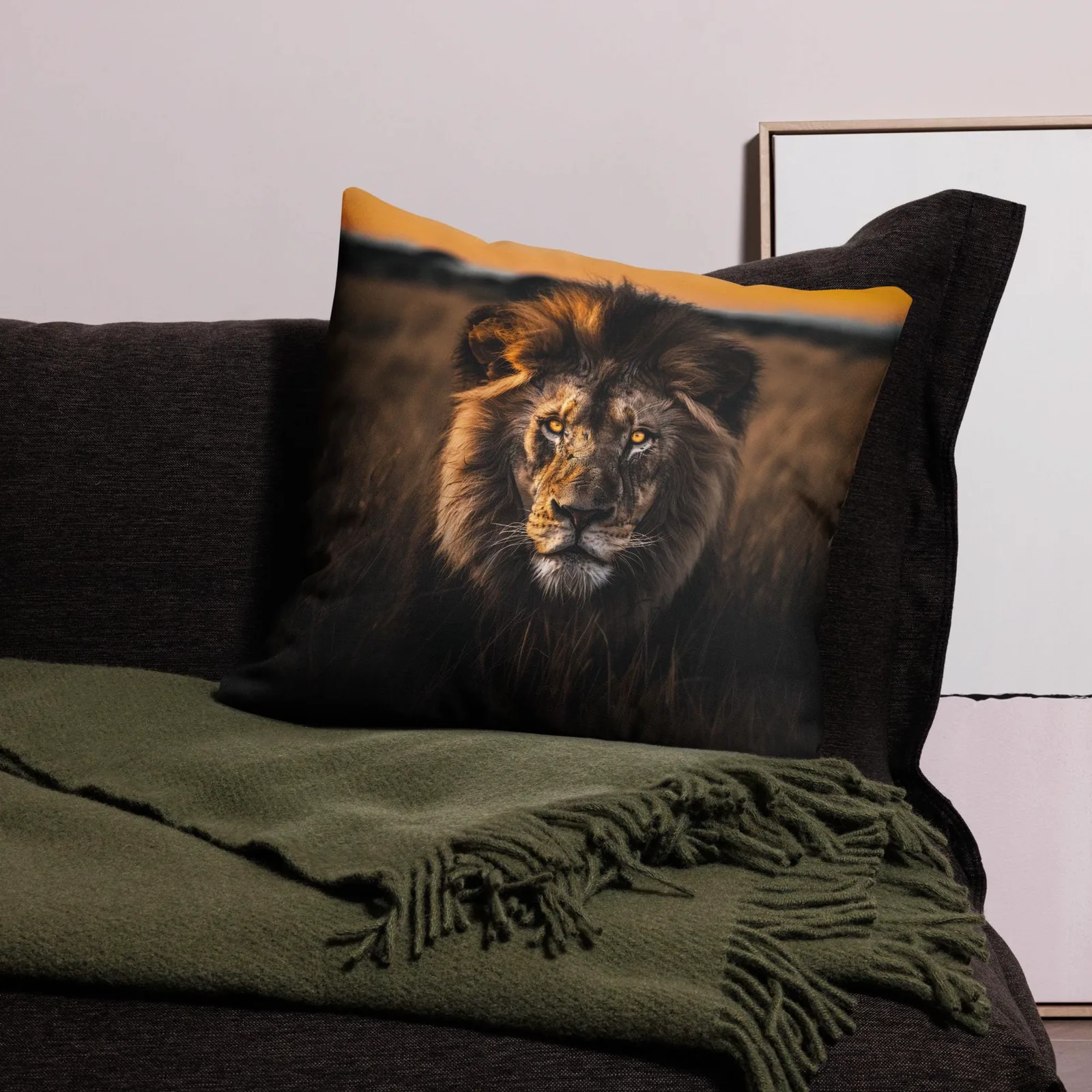 Majestic Lion Throw Pillow: Safari Wildlife Decor Cushion, photo 10