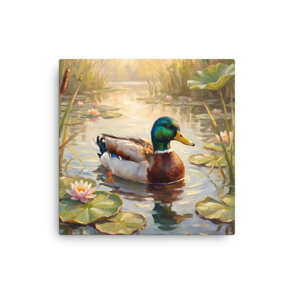 Mallard Duck Thin Canvas: Pond Drake Duck Wall Art