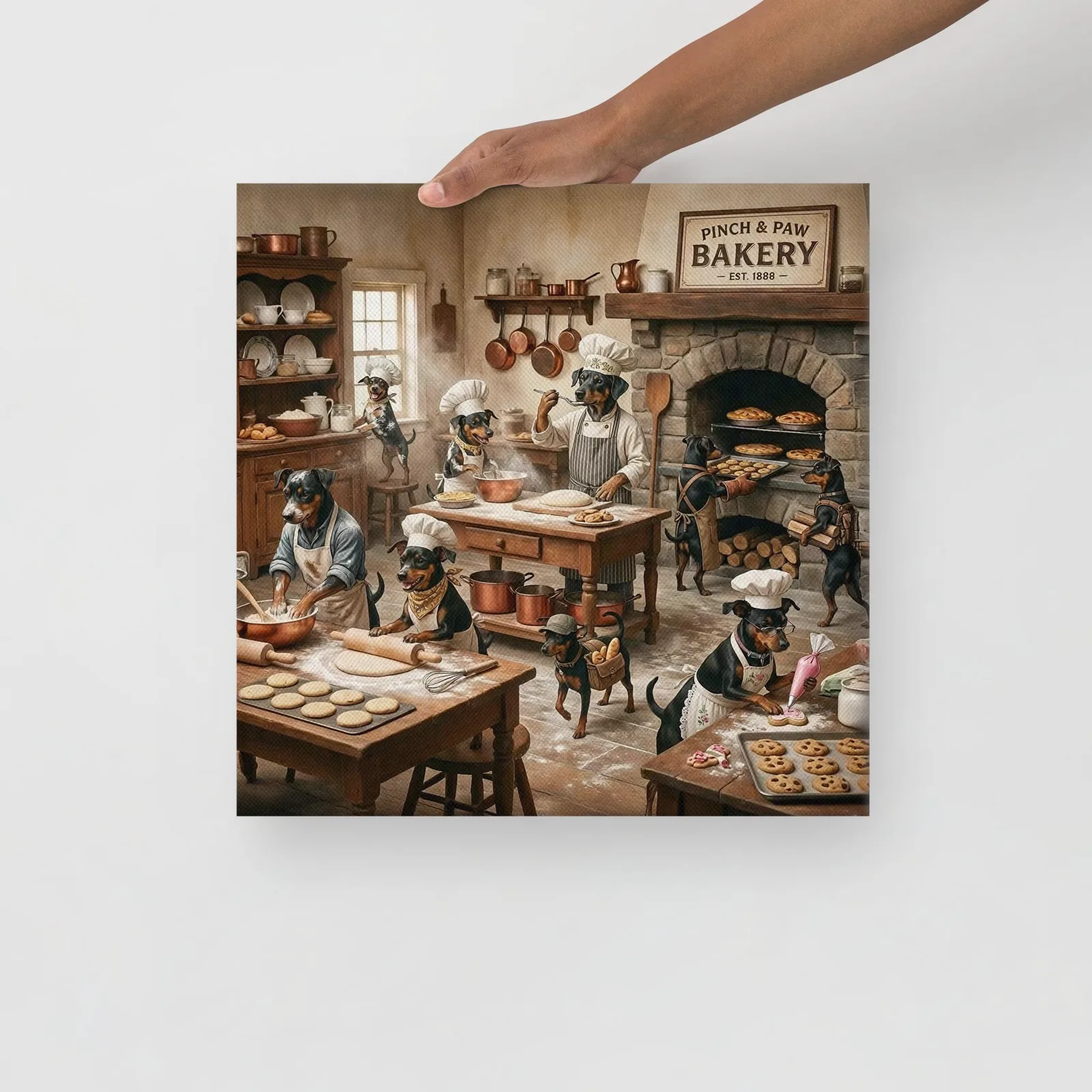Min Pin Bakery Kitchen Canvas: Whimsical Dog Chef Wall Art, photo 2