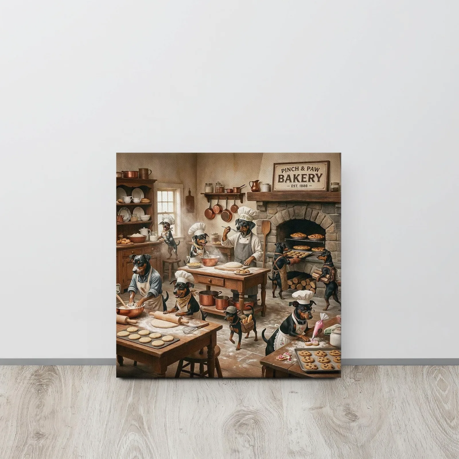 Min Pin Bakery Kitchen Canvas: Whimsical Dog Chef Wall Art, photo 4
