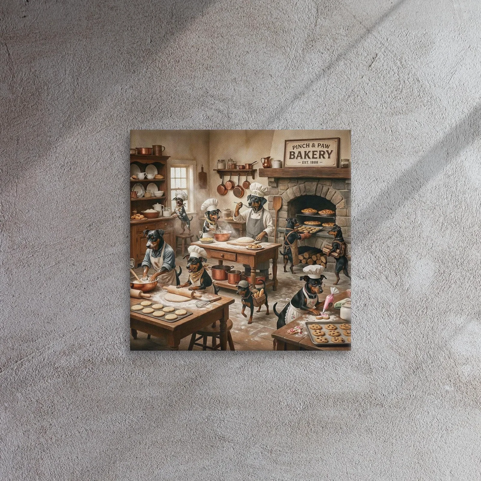 Min Pin Bakery Kitchen Canvas: Whimsical Dog Chef Wall Art, photo 3