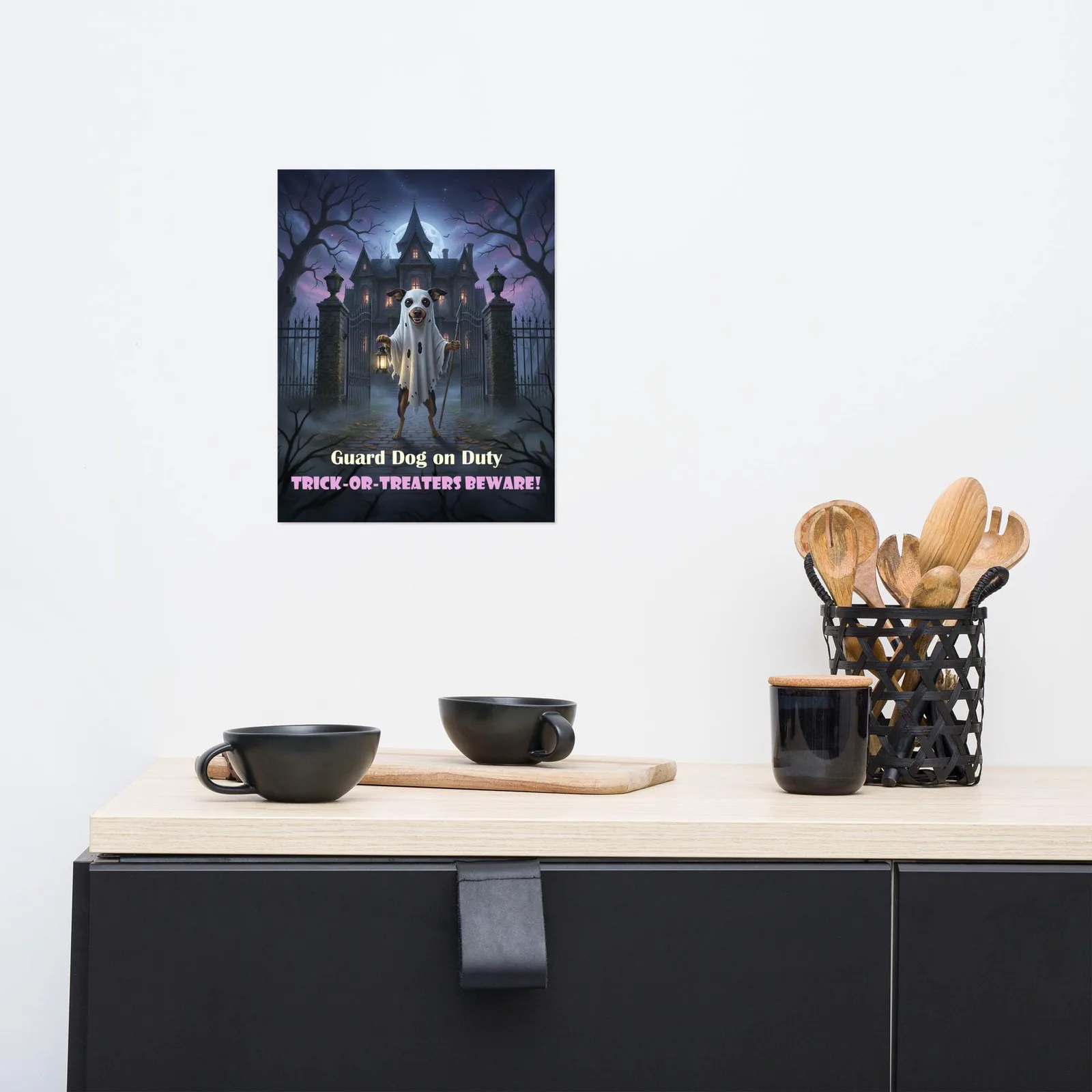 Min Pin Guard Dog Halloween Poster: Funny Ghost-Dog Wall Art, photo 3