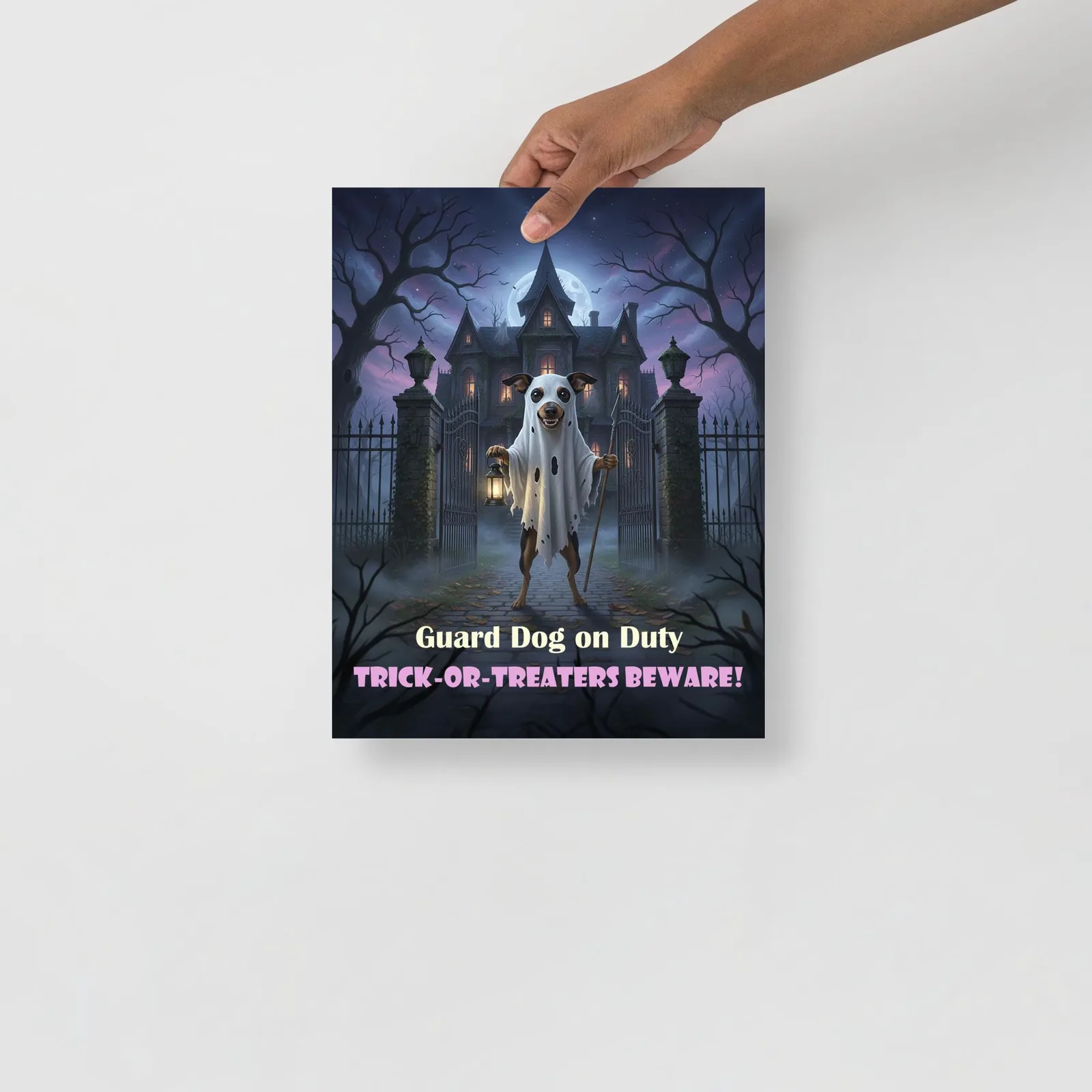 Min Pin Guard Dog Halloween Poster: Funny Ghost-Dog Wall Art, photo 4
