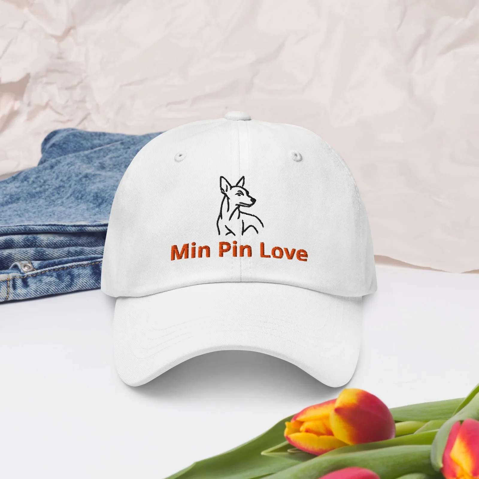 Min Pin Love Dad Hat: Embroidered Dog Lover Cap, photo 2