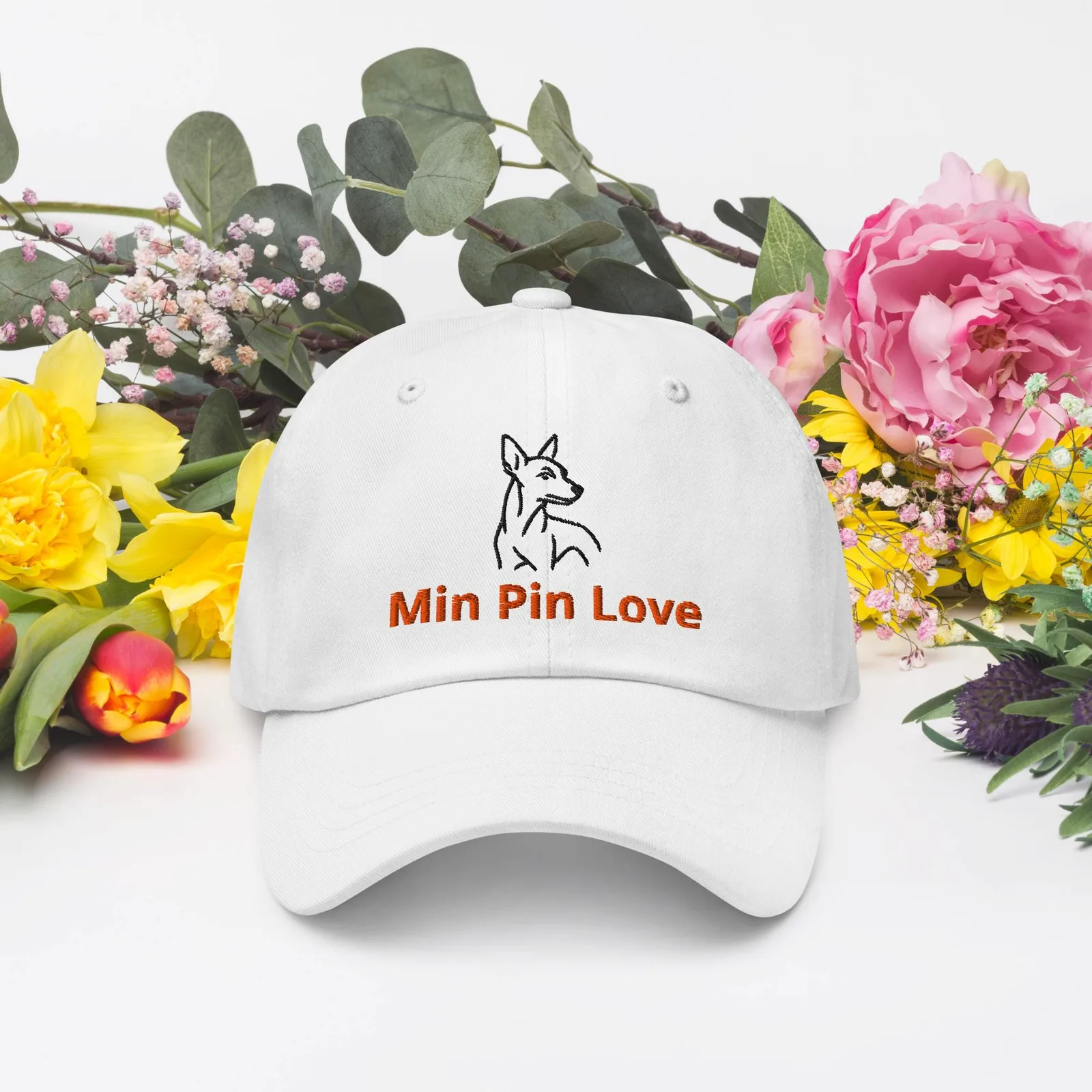 Min Pin Love Dad Hat: Embroidered Dog Lover Cap, photo 3