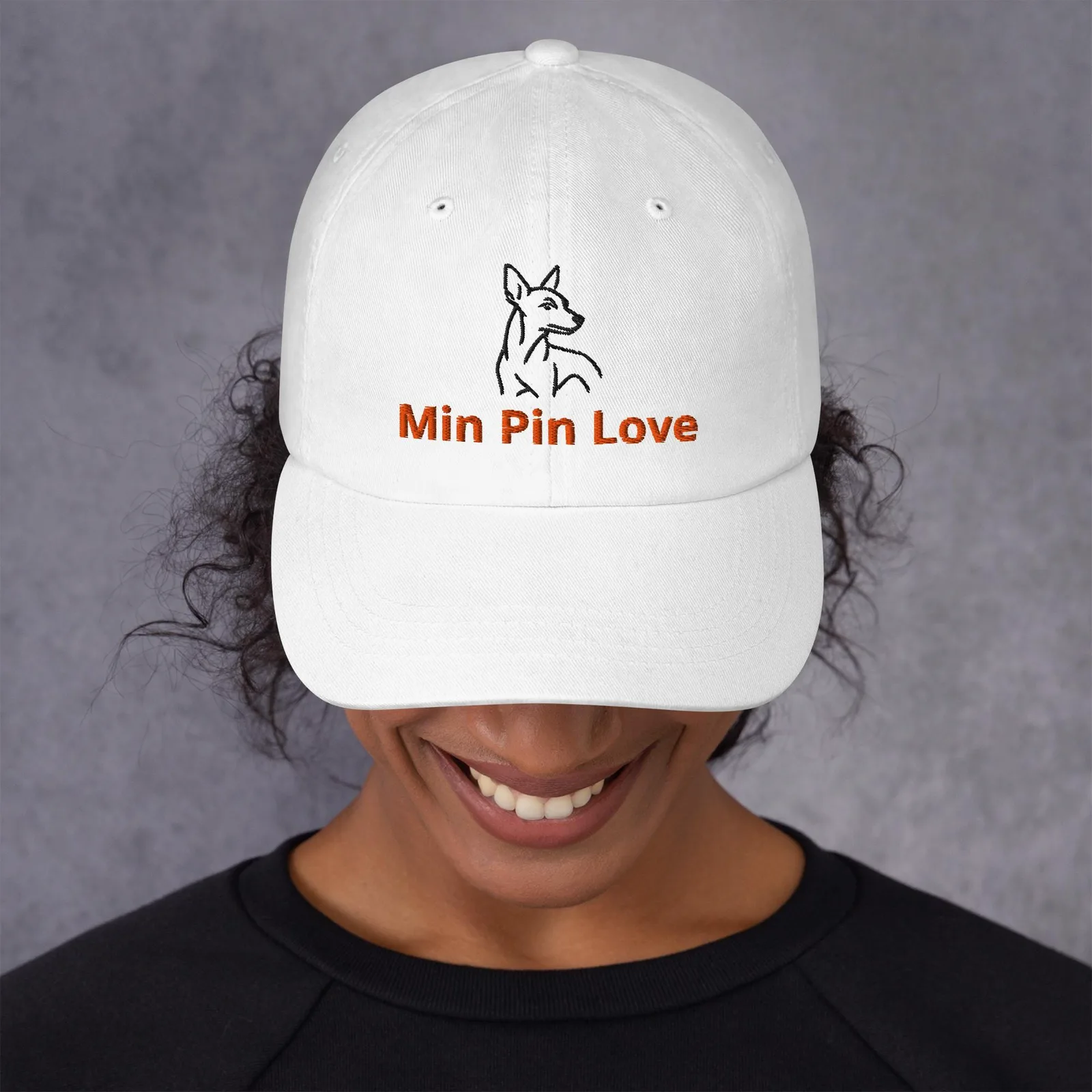 Min Pin Love Dad Hat: Embroidered Dog Lover Cap, photo 4