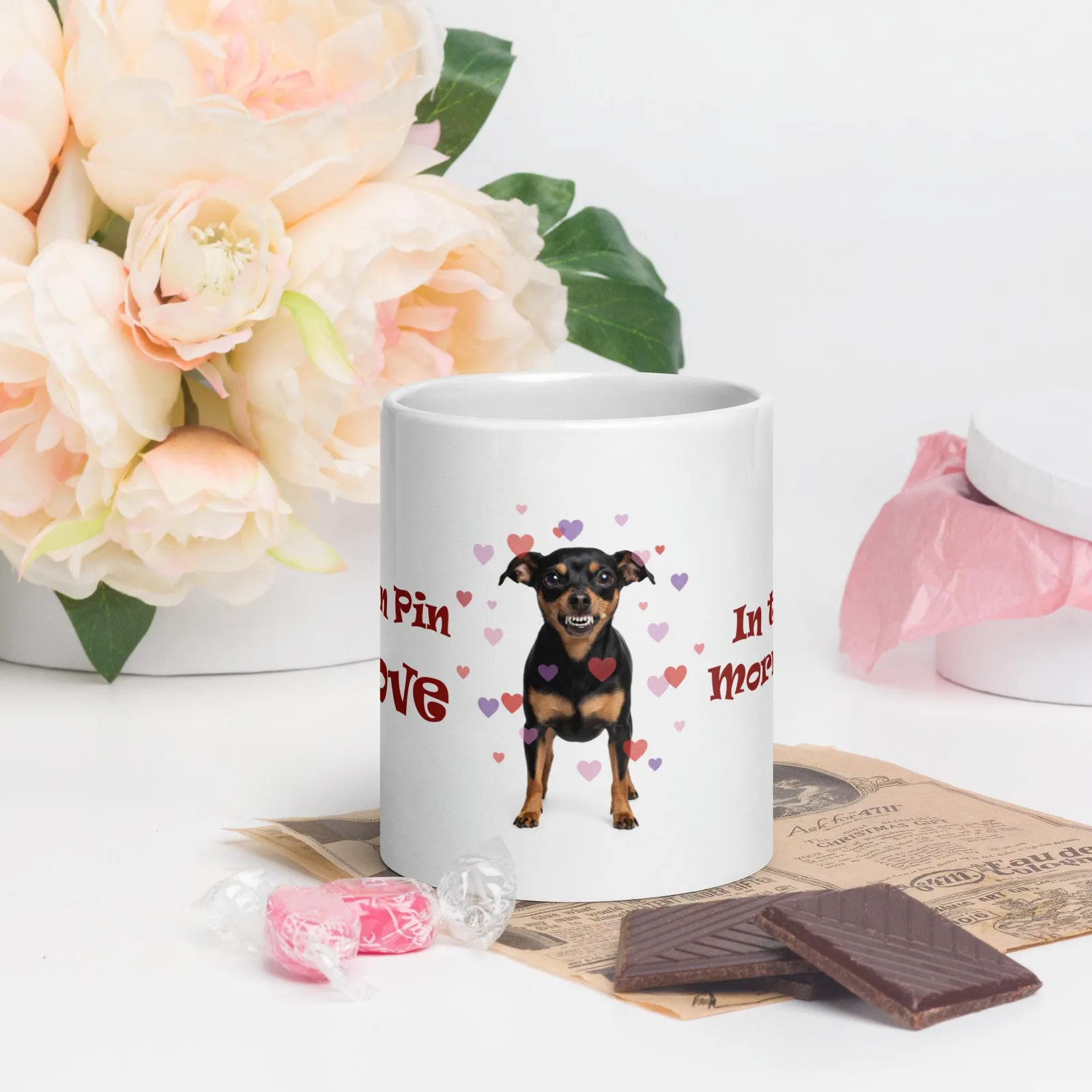 Min Pin Love in the Morning Mug: Funny Dog Coffee Cup