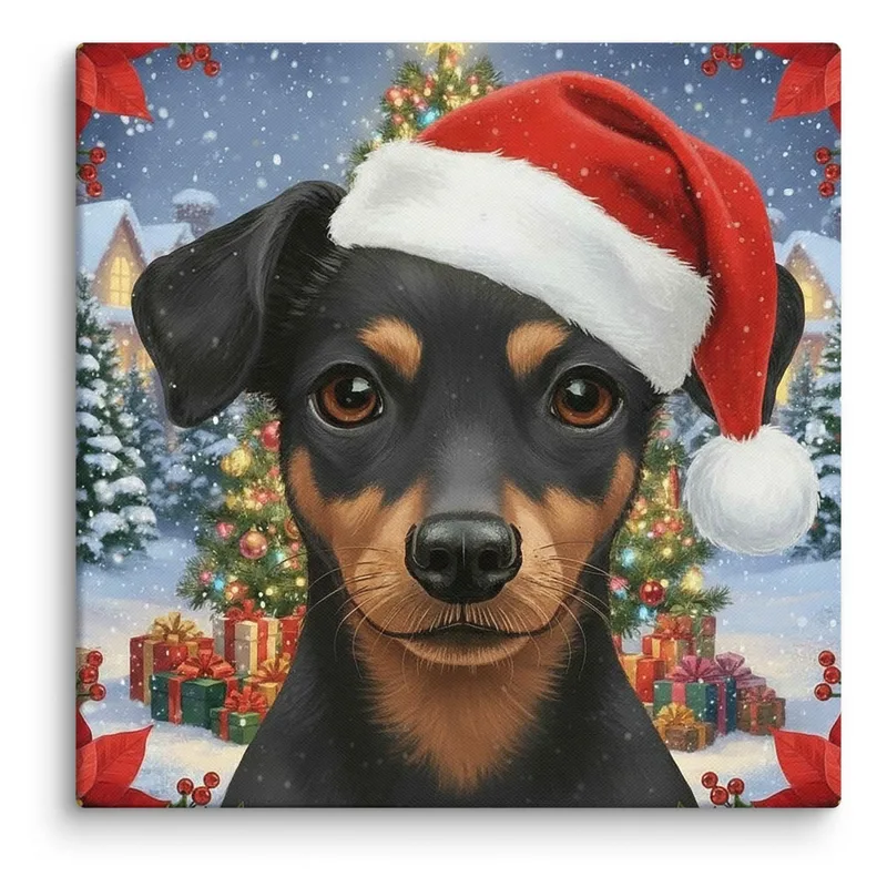 Miniature Pinscher Christmas Canvas: Holiday Dog Lover Wall Art