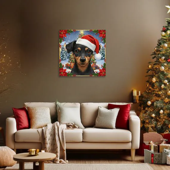 Miniature Pinscher Christmas Canvas: Holiday Dog Lover Wall Art, photo 5