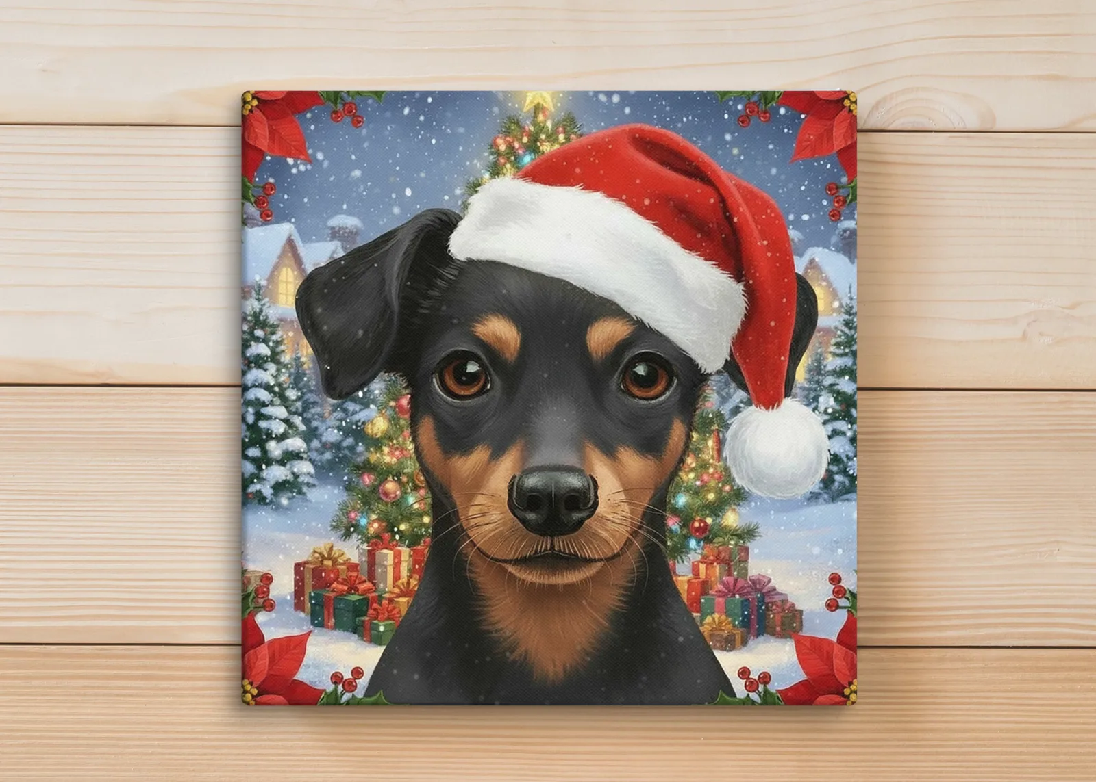 Miniature Pinscher Christmas Canvas: Holiday Dog Lover Wall Art, photo 3
