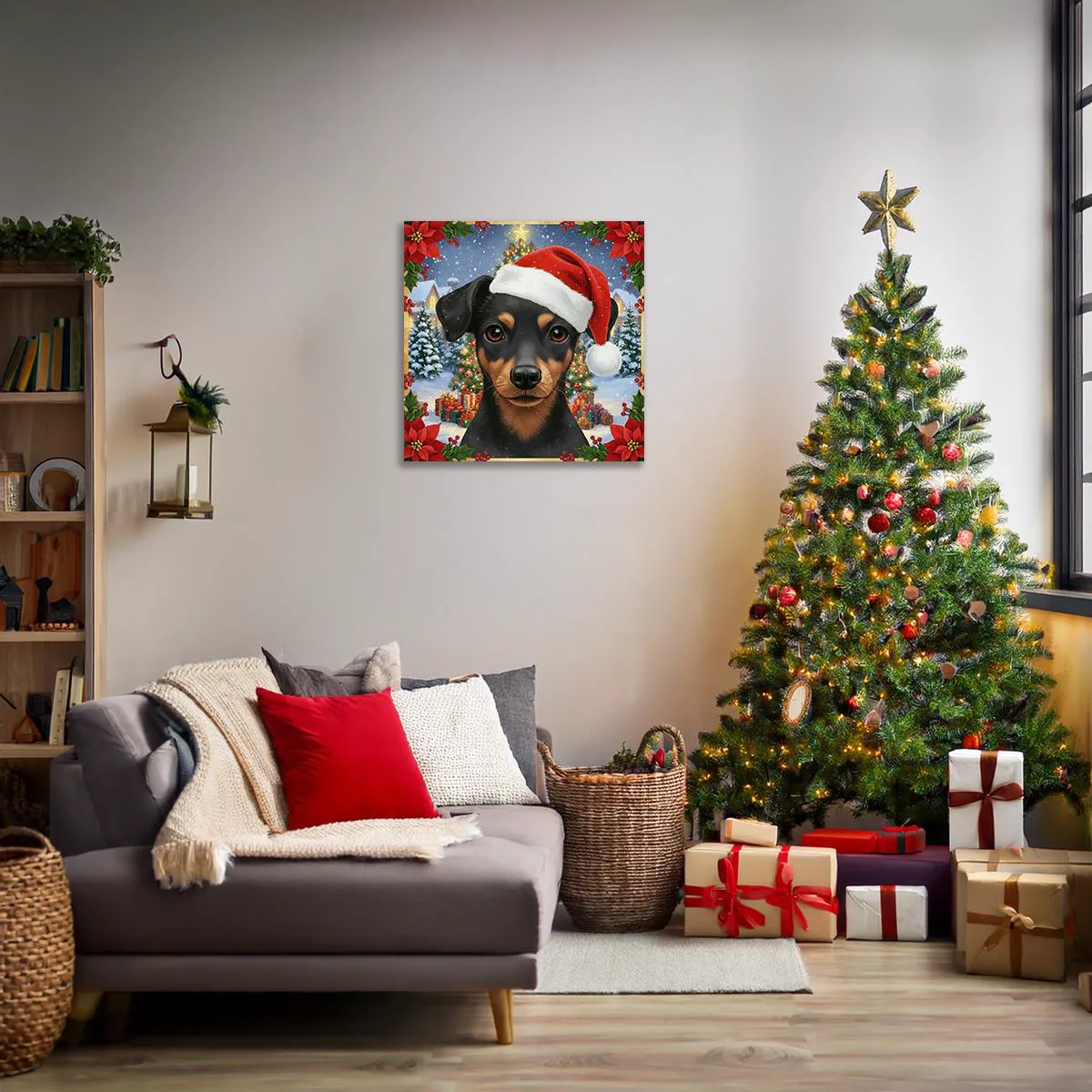Miniature Pinscher Christmas Canvas: Holiday Dog Lover Wall Art, photo 4