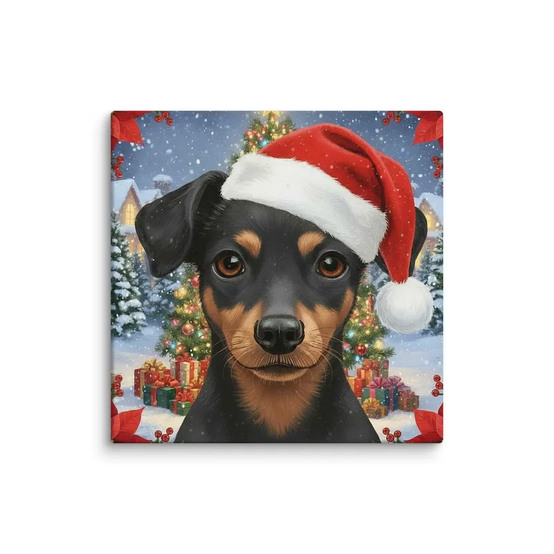 Miniature Pinscher Christmas Canvas: Holiday Dog Lover Wall Art