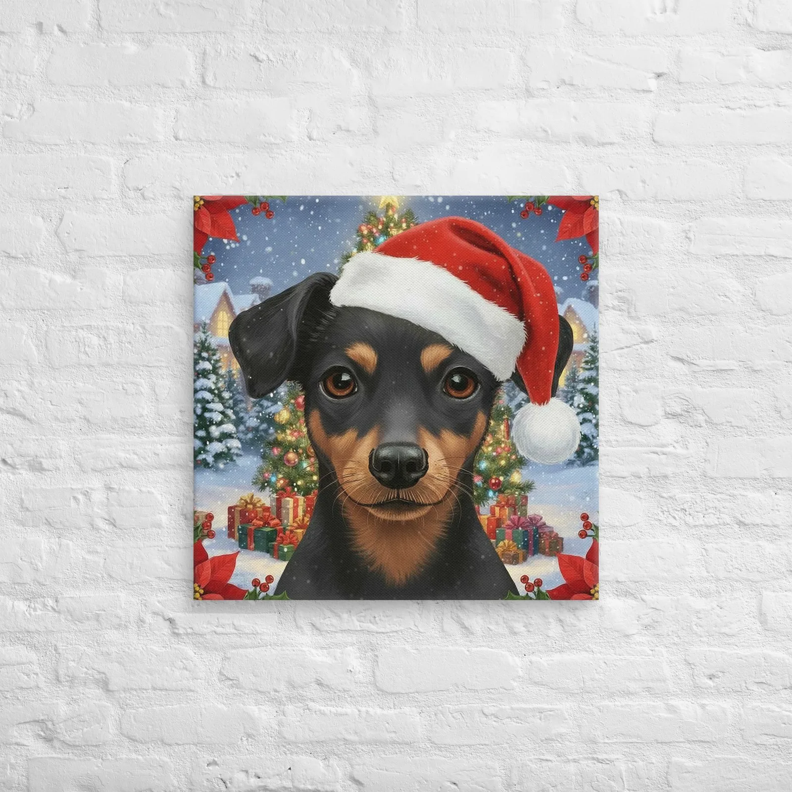Miniature Pinscher Christmas Canvas: Holiday Dog Lover Wall Art, photo 2