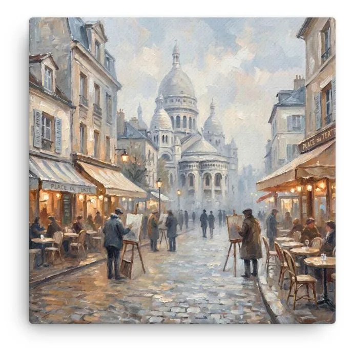 Montmartre Paris Canvas: Sacré Cœur, Place du Tertre French Impressionist Wall Art