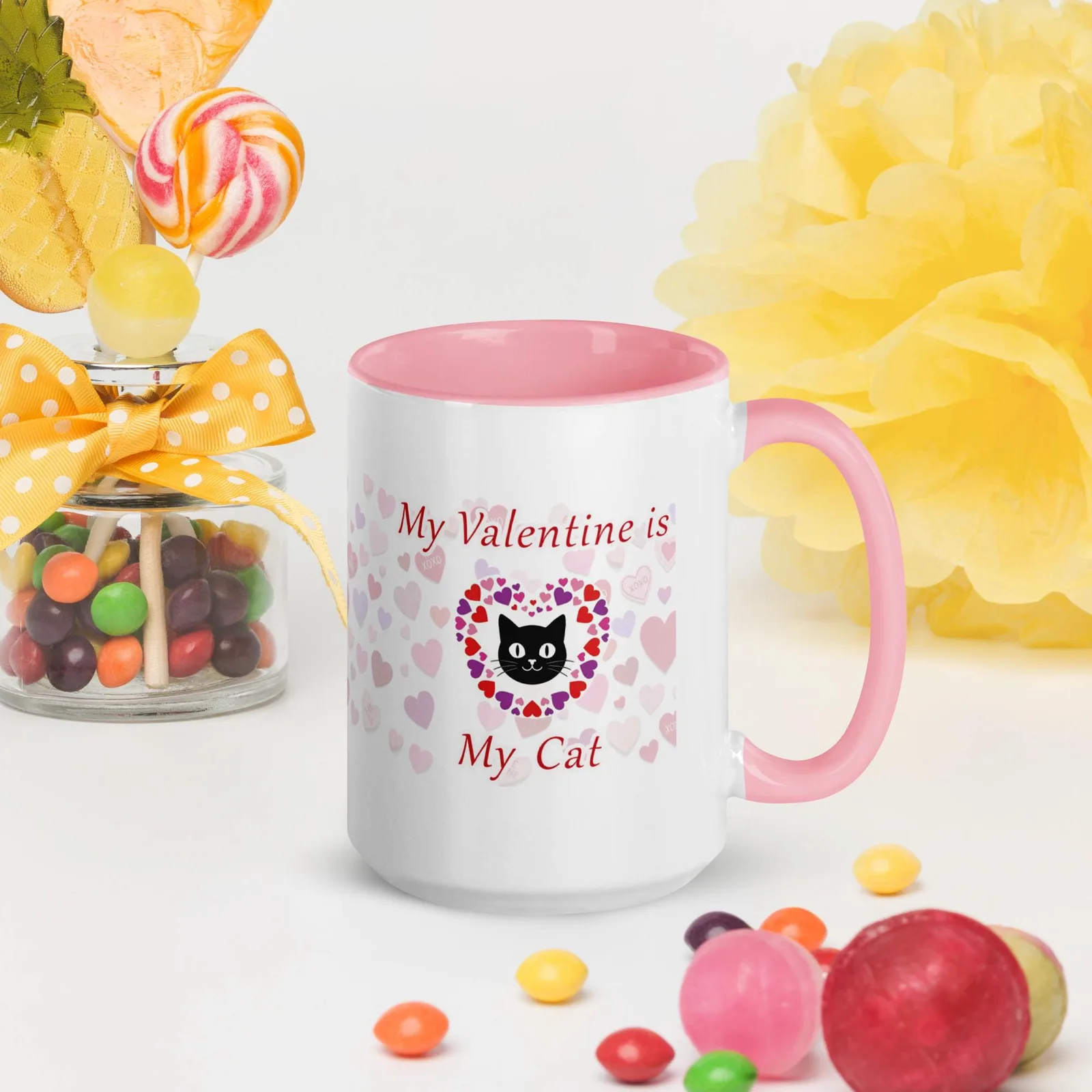 My Valentine Is My Cat - Colored Ceramic Mug – Valentine’s Gift for Cat Lovers, photo 9