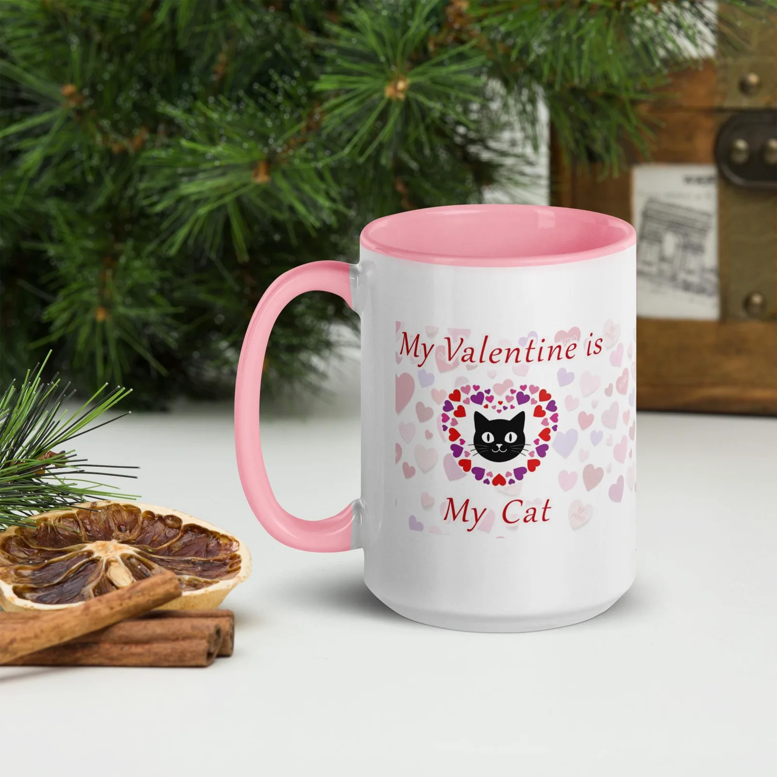 My Valentine Is My Cat - Colored Ceramic Mug – Valentine’s Gift for Cat Lovers, photo 7