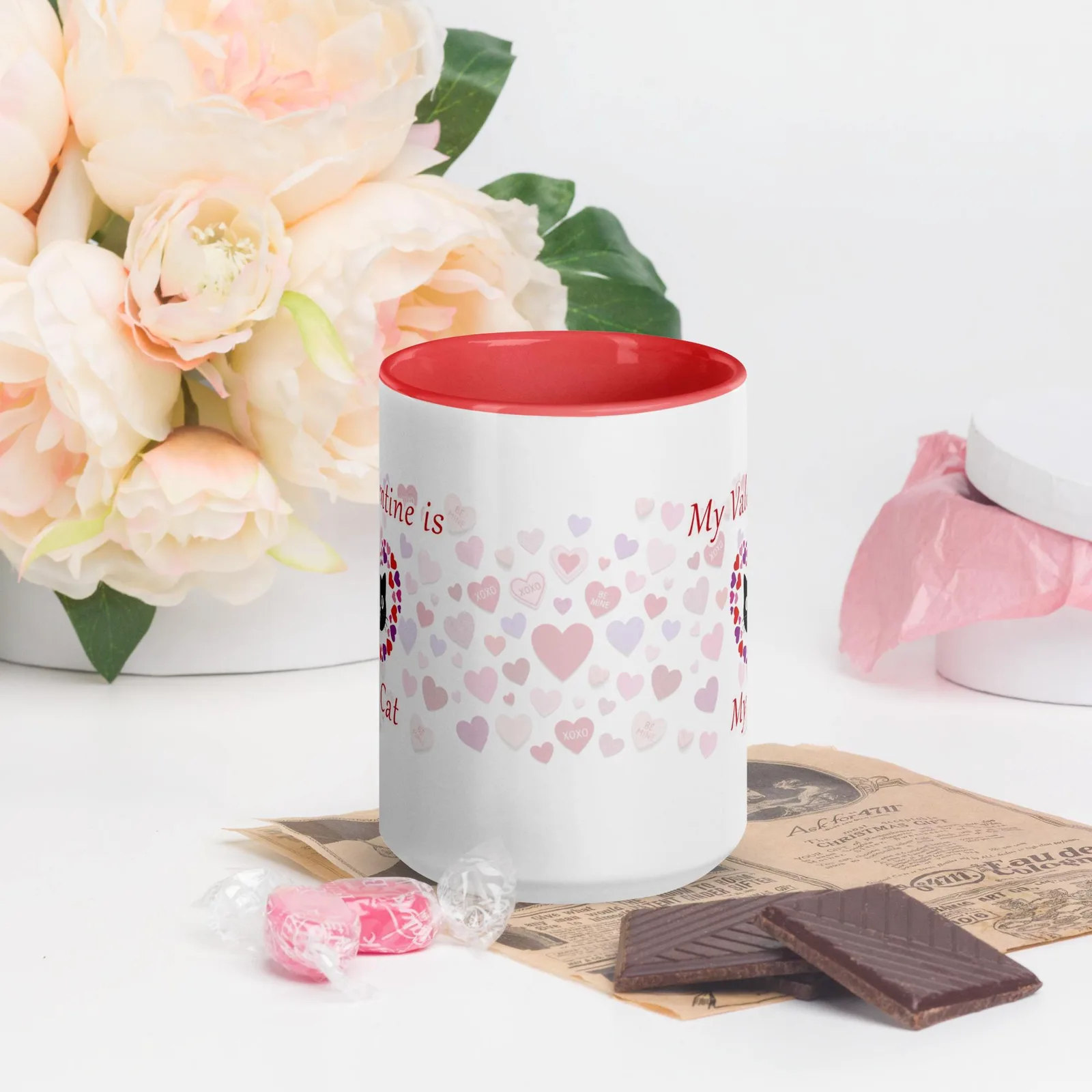 My Valentine Is My Cat - Colored Ceramic Mug – Valentine’s Gift for Cat Lovers, photo 8