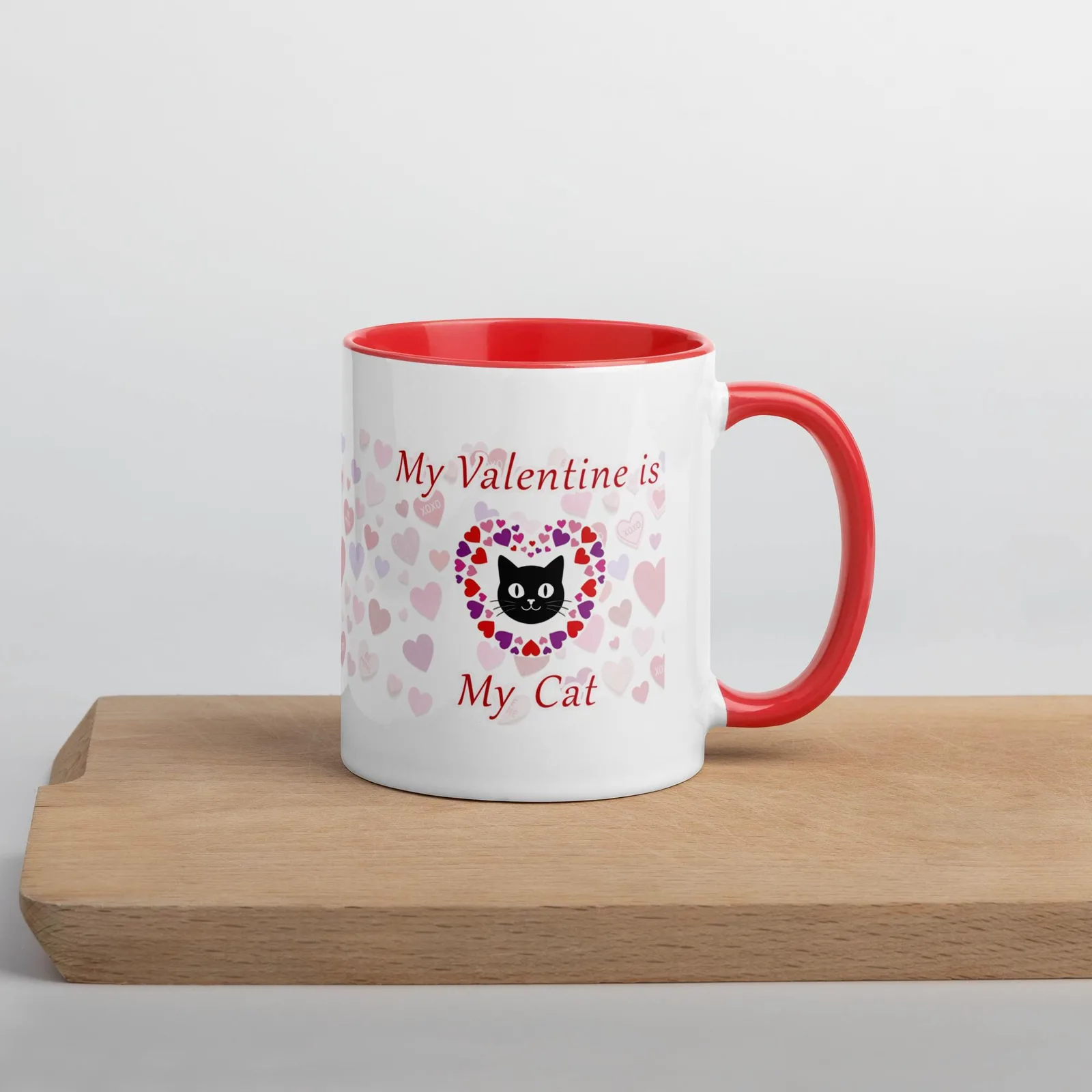 My Valentine Is My Cat - Colored Ceramic Mug – Valentine’s Gift for Cat Lovers, photo 4