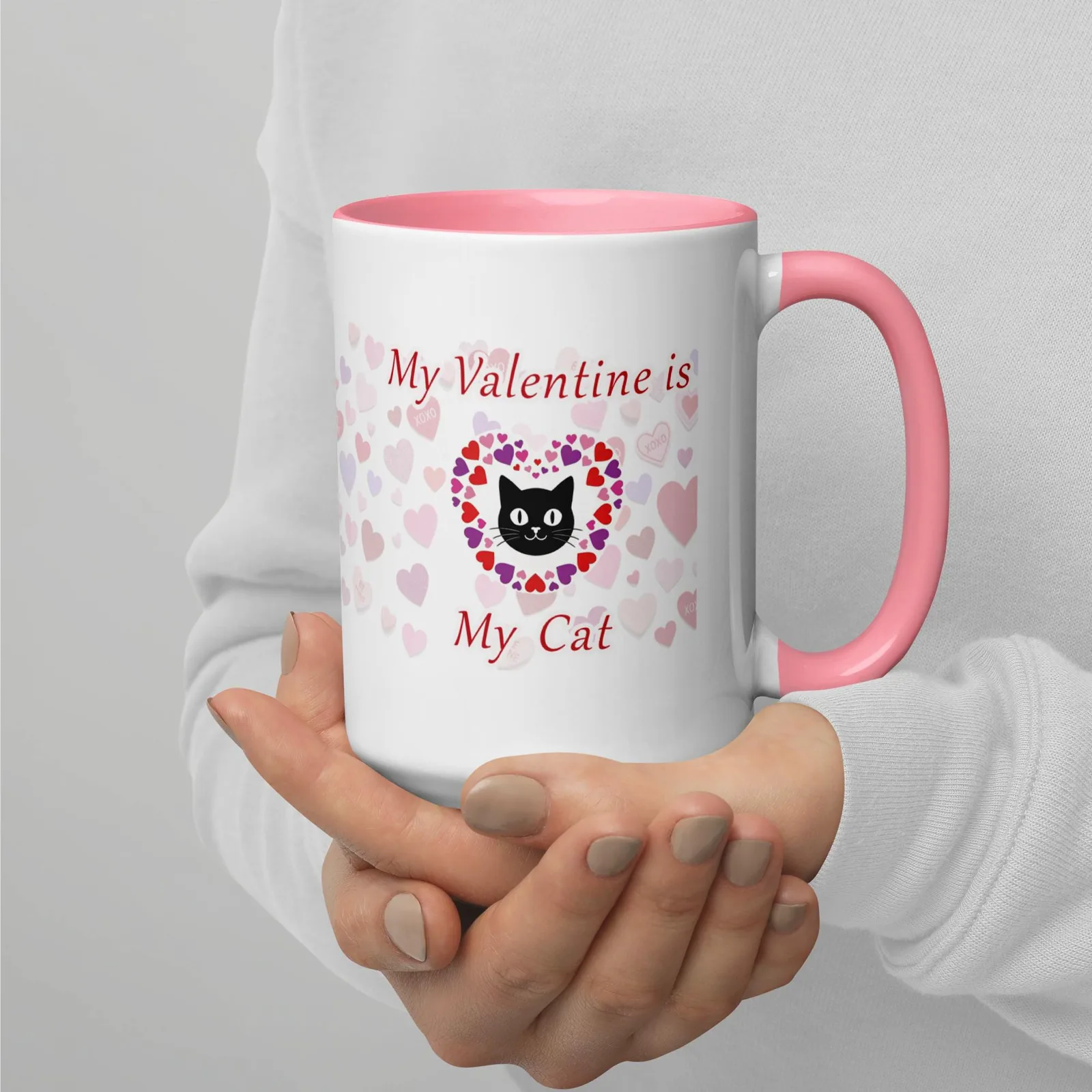 My Valentine Is My Cat - Colored Ceramic Mug – Valentine’s Gift for Cat Lovers, photo 2