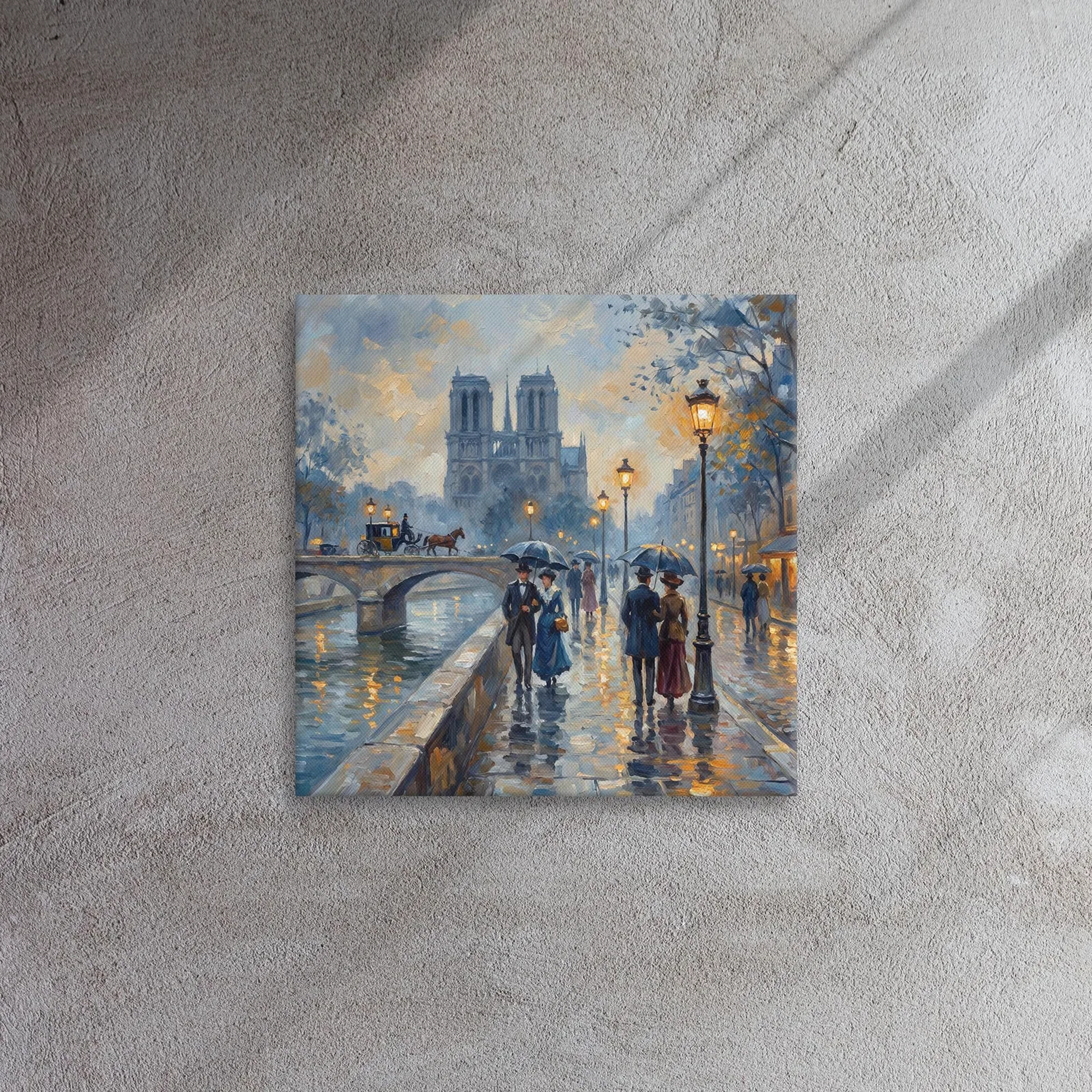 Notre Dame Paris Thin Canvas: Impressionist Style Paris Decor, photo 6