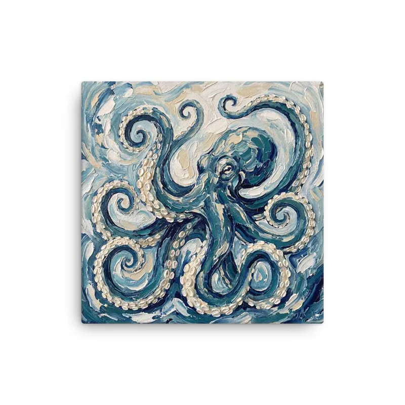 Octopus Thin Canvas: Impasto Style Wall art