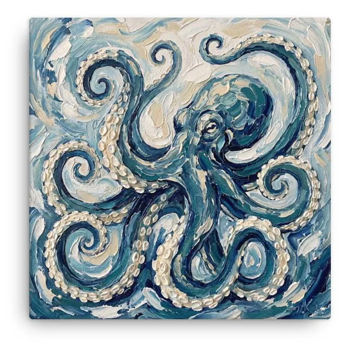 Octopus Thin Canvas: Impasto Style Wall art