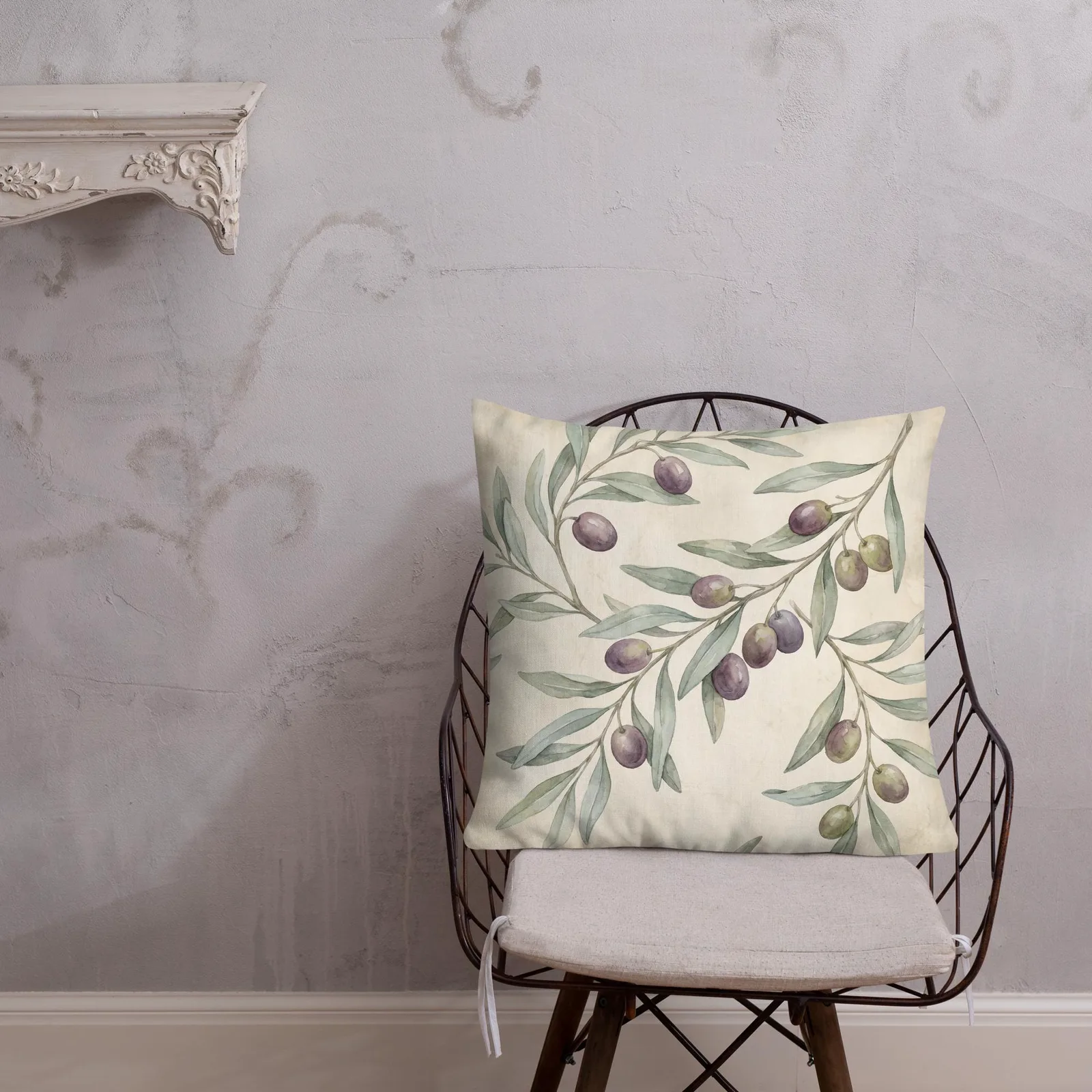 Olive Branch Throw Pillow: Mediterranean Kitchen Cushion, photo 7