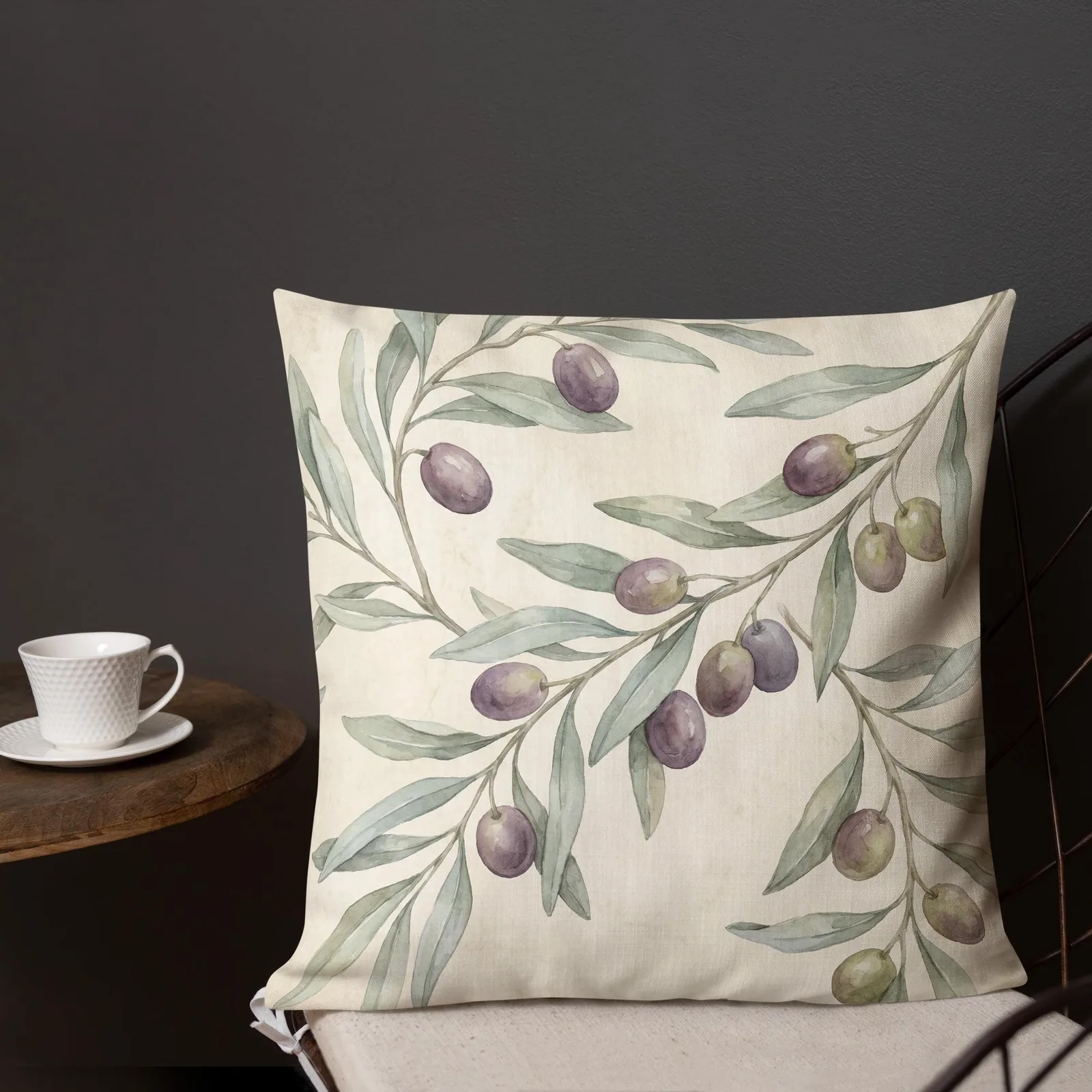 Olive Branch Throw Pillow: Mediterranean Kitchen Cushion, photo 8