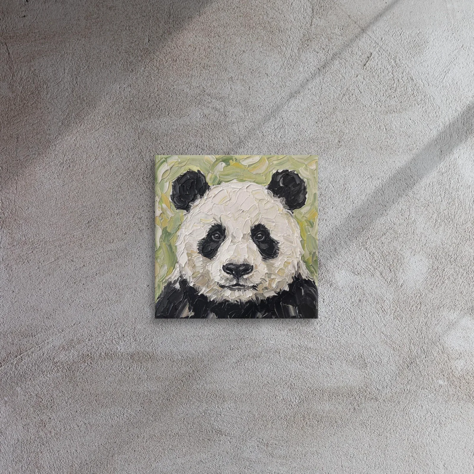 Panda Portrait Thin Canvas: Impasto Style Wildlife Decor Wall Art, photo 2