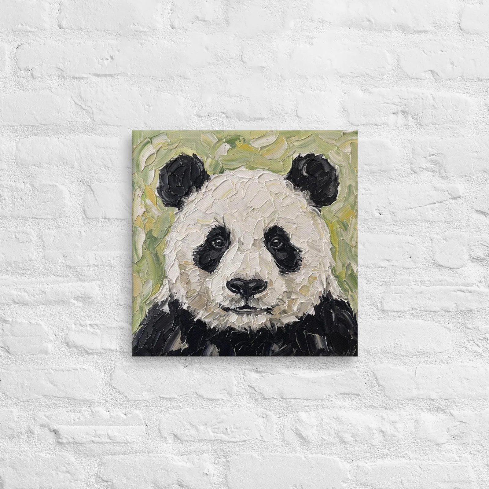 Panda Portrait Thin Canvas: Impasto Style Wildlife Decor Wall Art, photo 7
