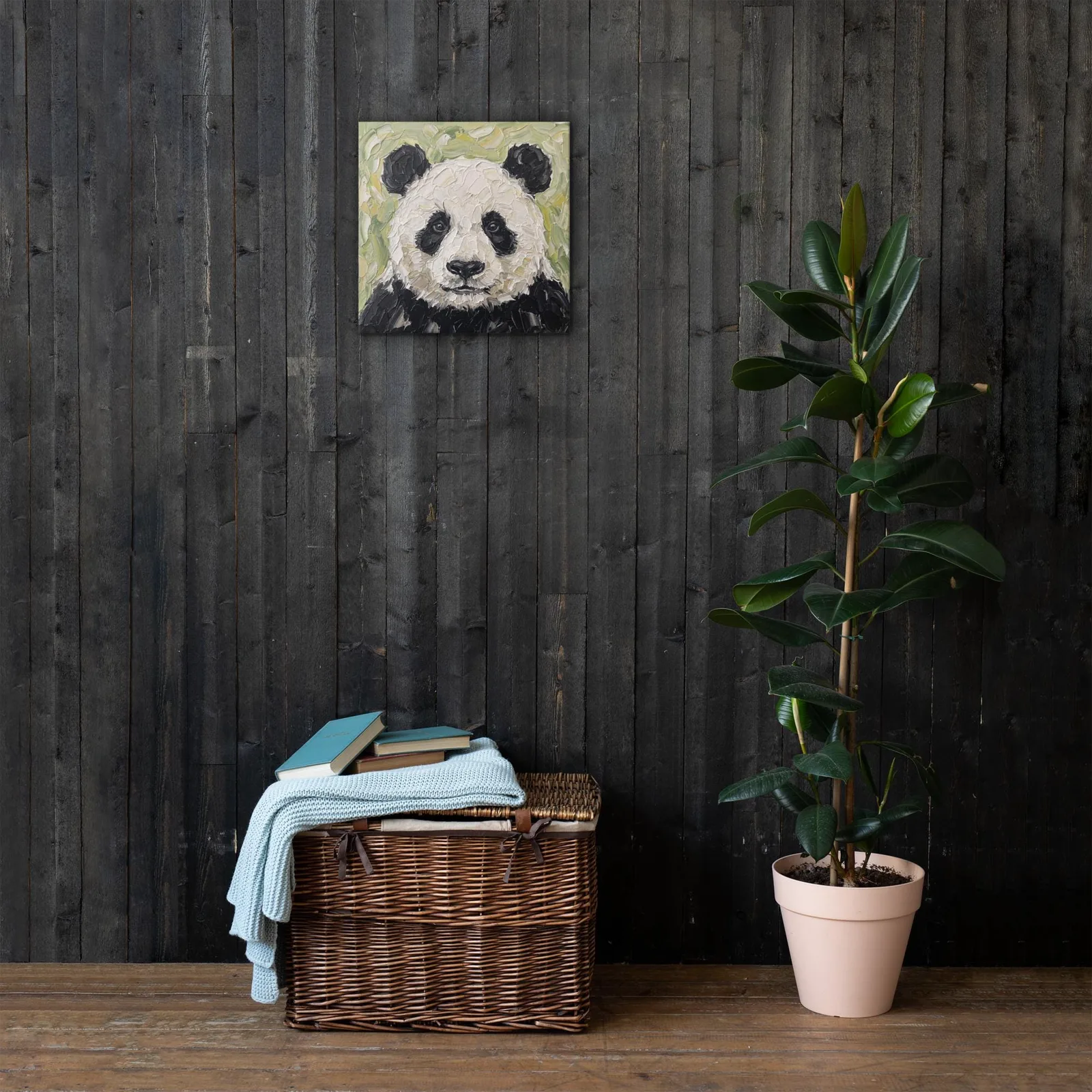 Panda Portrait Thin Canvas: Impasto Style Wildlife Decor Wall Art, photo 9