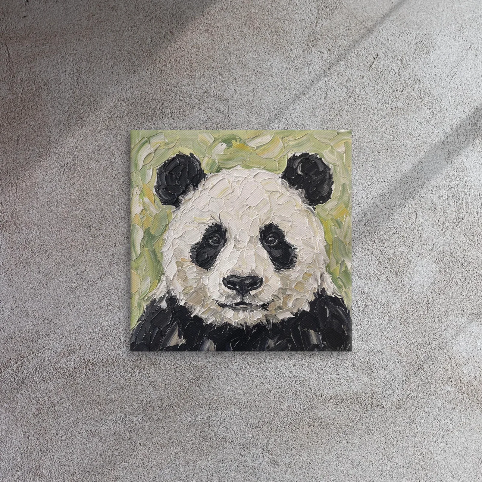 Panda Portrait Thin Canvas: Impasto Style Wildlife Decor Wall Art, photo 3