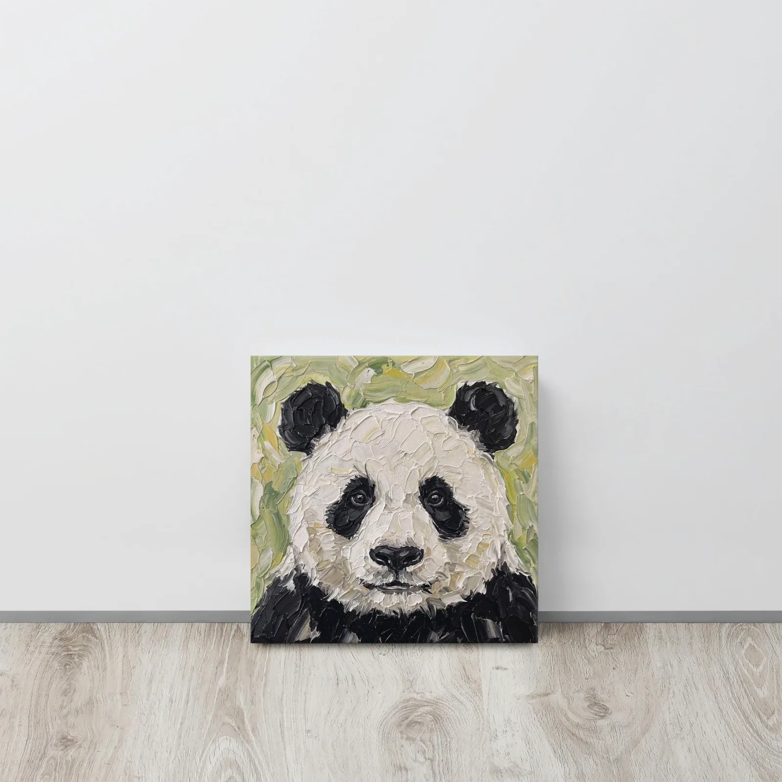 Panda Portrait Thin Canvas: Impasto Style Wildlife Decor Wall Art, photo 4