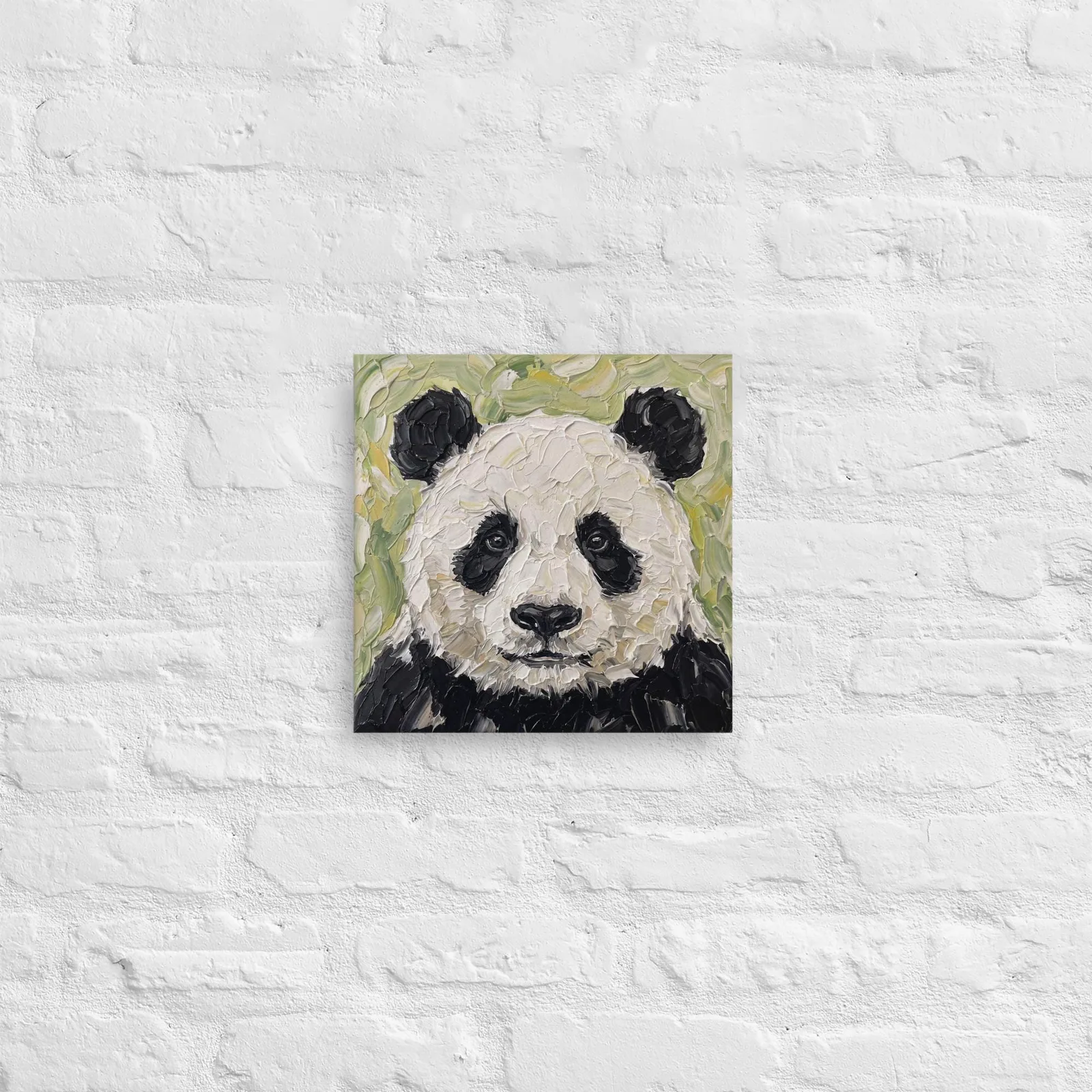 Panda Portrait Thin Canvas: Impasto Style Wildlife Decor Wall Art, photo 6