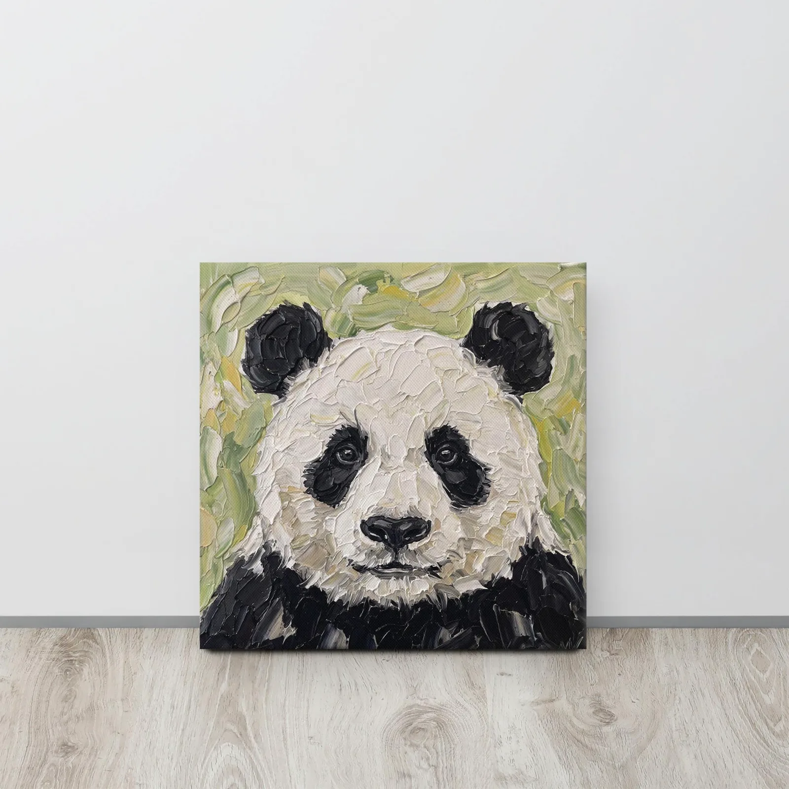 Panda Portrait Thin Canvas: Impasto Style Wildlife Decor Wall Art, photo 5