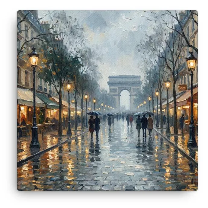 Paris Arc de Triomphe Thin Canvas: French Impressionist Style Wall Art