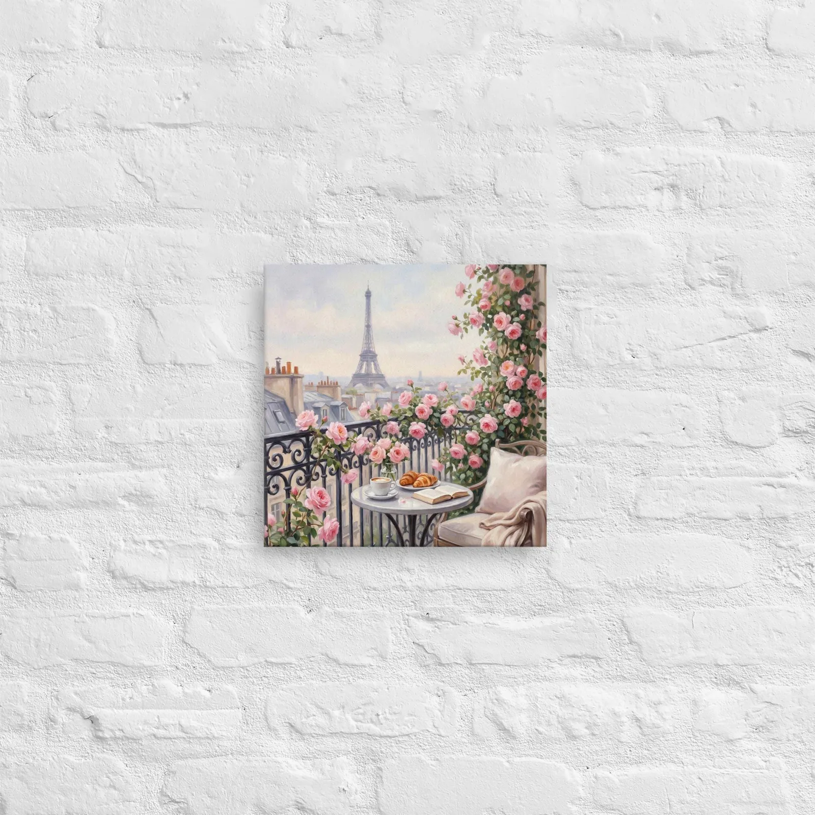 Paris Balcony Eiffel Tower Thin Canvas: French Breakfast Dream Wall Art, photo 6