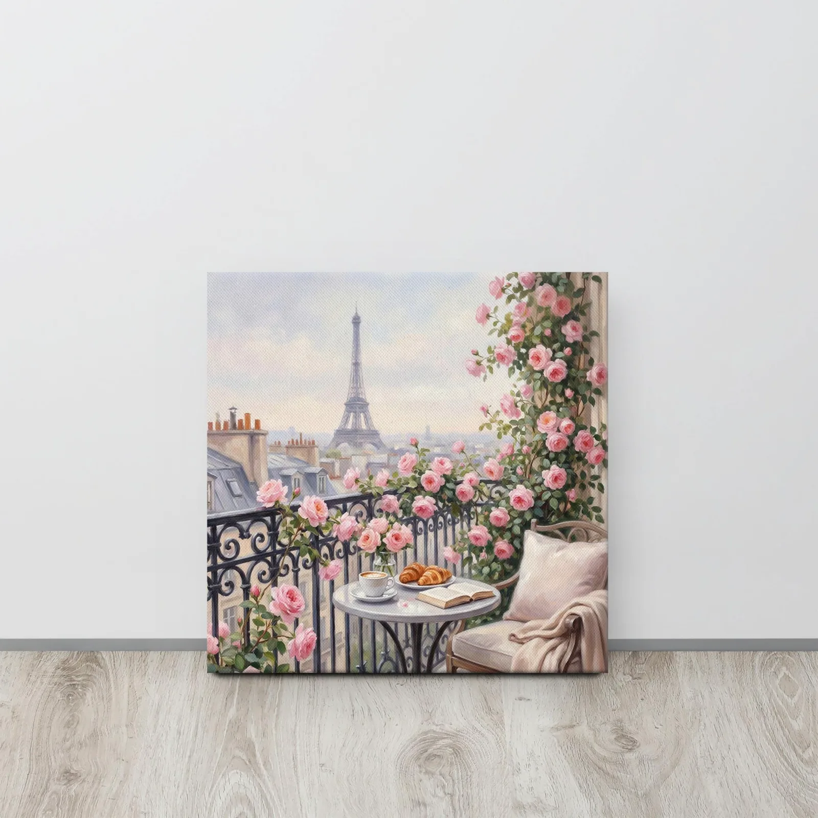 Paris Balcony Eiffel Tower Thin Canvas: French Breakfast Dream Wall Art, photo 5