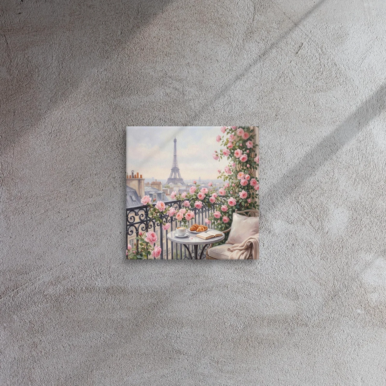 Paris Balcony Eiffel Tower Thin Canvas: French Breakfast Dream Wall Art, photo 2