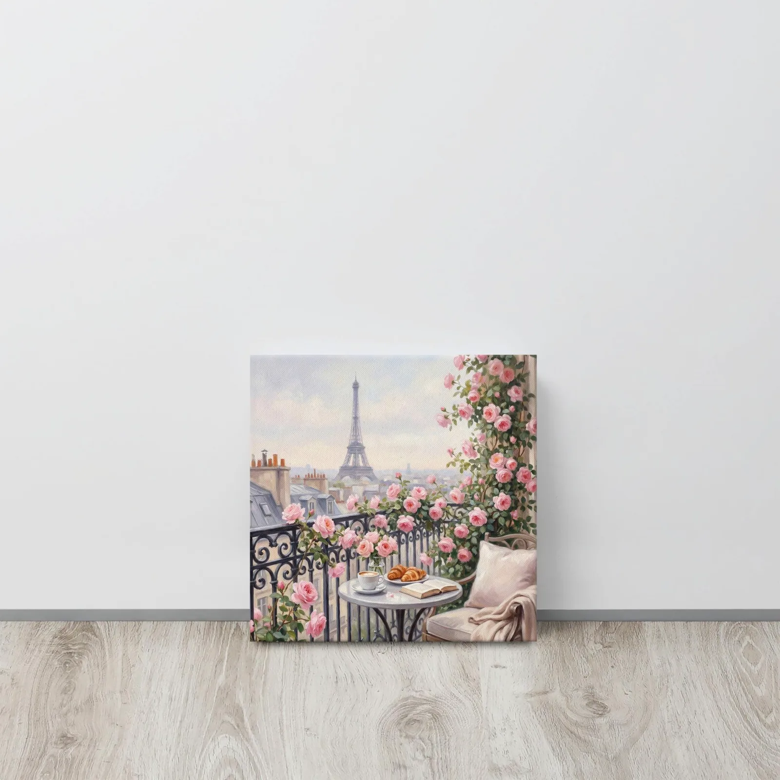 Paris Balcony Eiffel Tower Thin Canvas: French Breakfast Dream Wall Art, photo 4