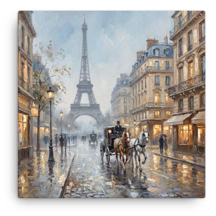 Paris Eiffel Tower Thin Canvas: French Impressionist Style Wall Art