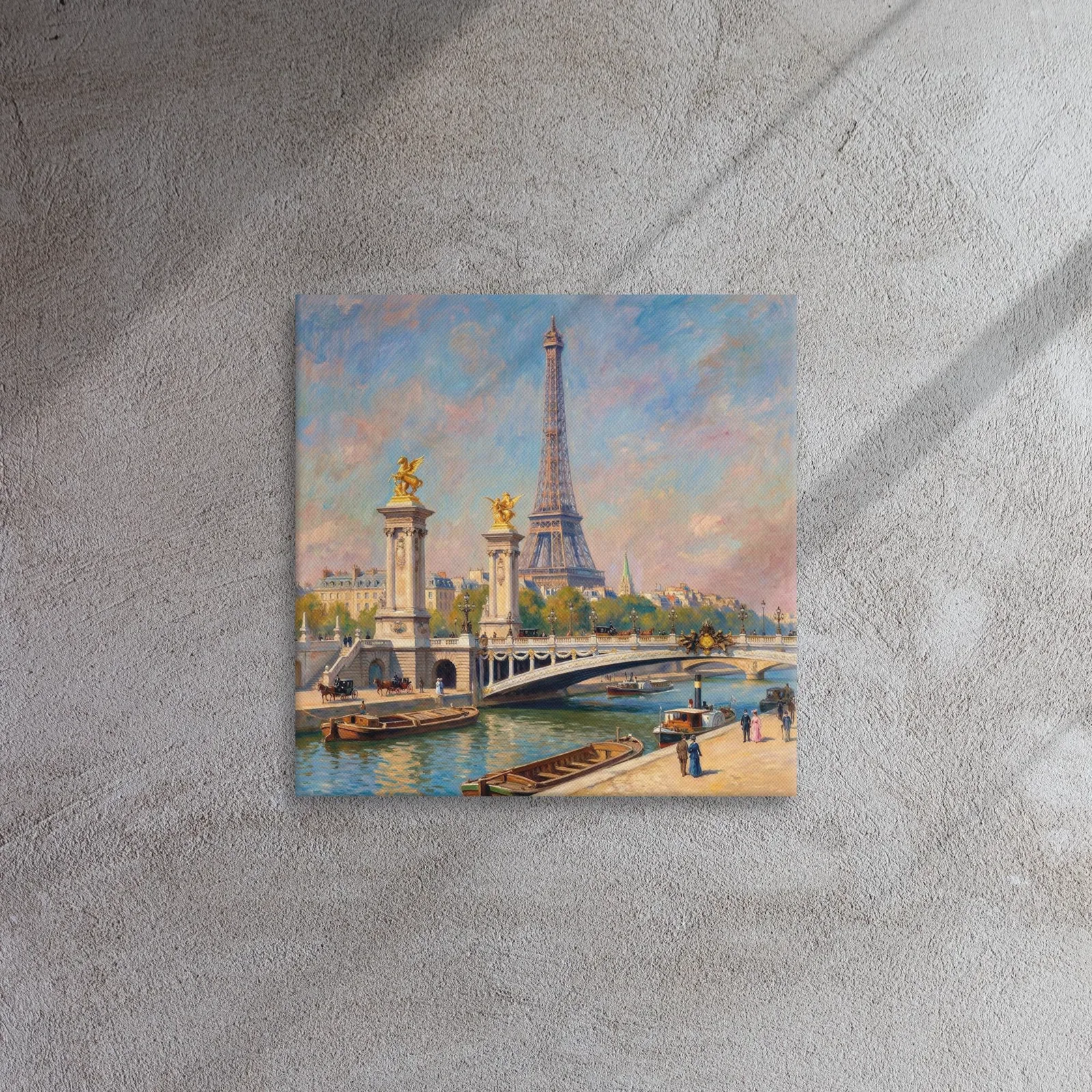 Paris Eiffel Tower Thin Canvas: Impressionist Style Seine River Wall Art, photo 3