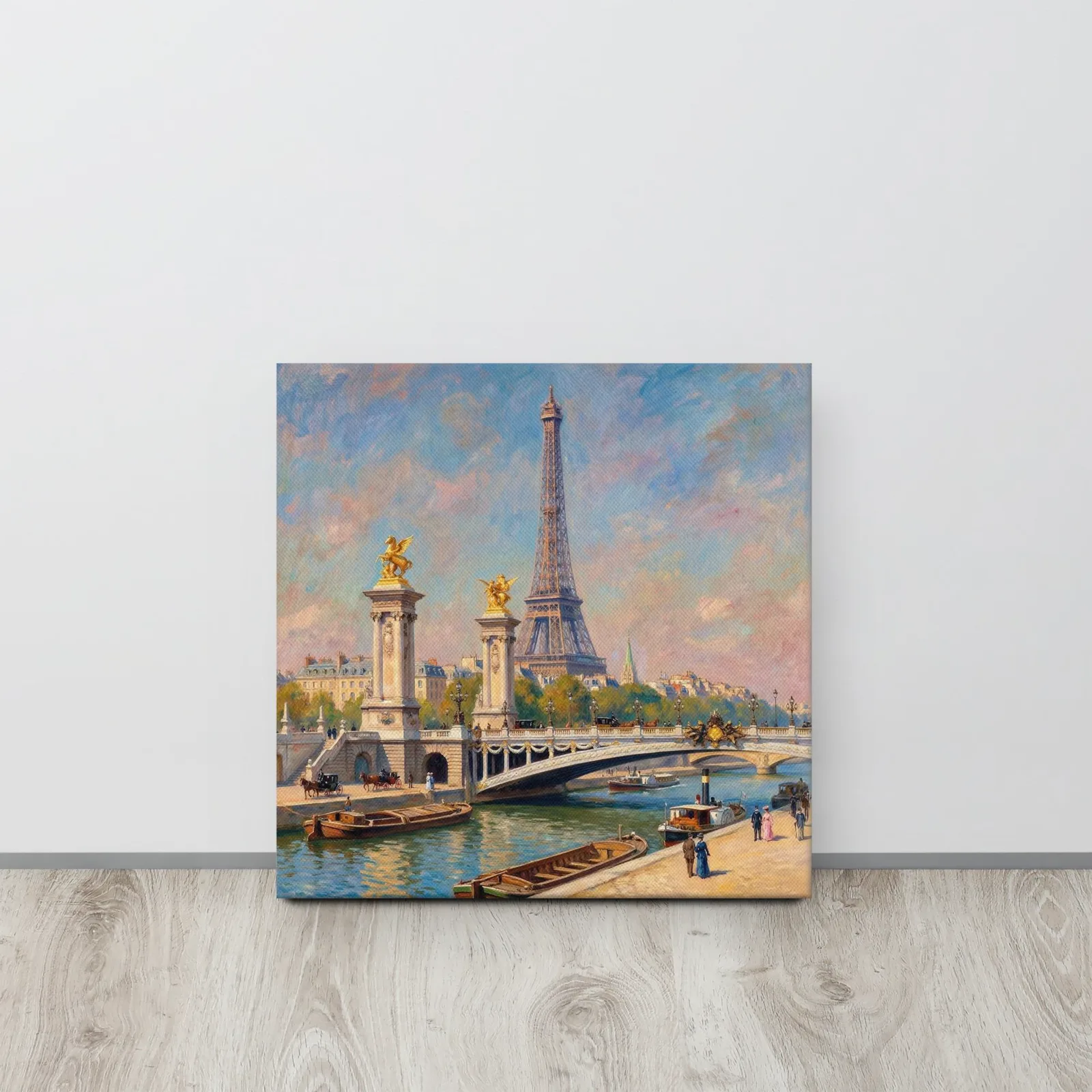 Paris Eiffel Tower Thin Canvas: Impressionist Style Seine River Wall Art, photo 4