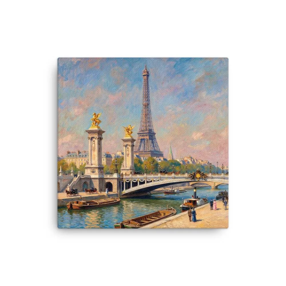 Paris Eiffel Tower Thin Canvas: Impressionist Style Seine River Wall Art
