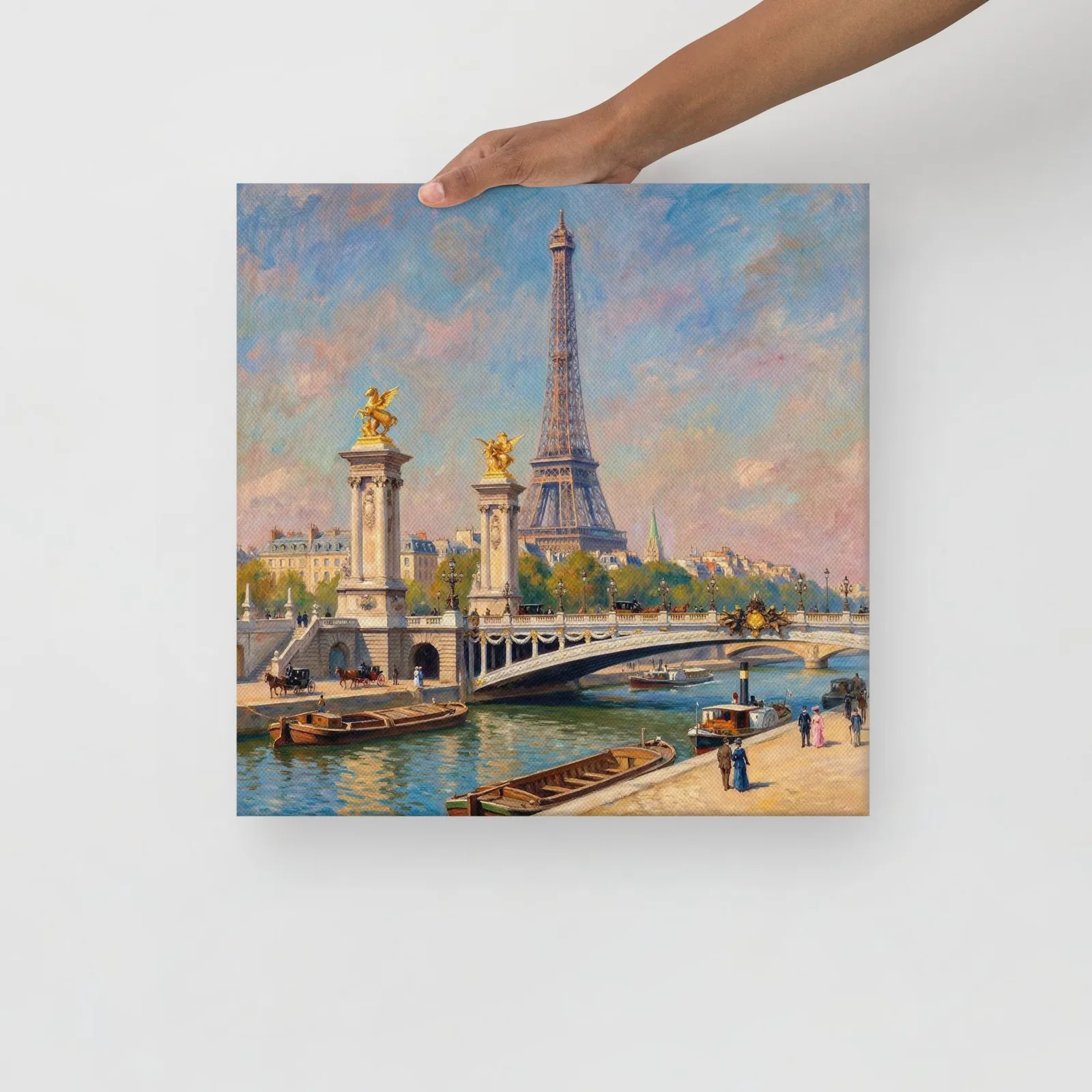 Paris Eiffel Tower Thin Canvas: Impressionist Style Seine River Wall Art, photo 2