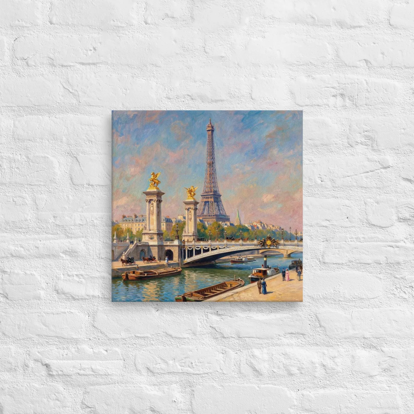 Paris Eiffel Tower Thin Canvas: Impressionist Style Seine River Wall Art, photo 5